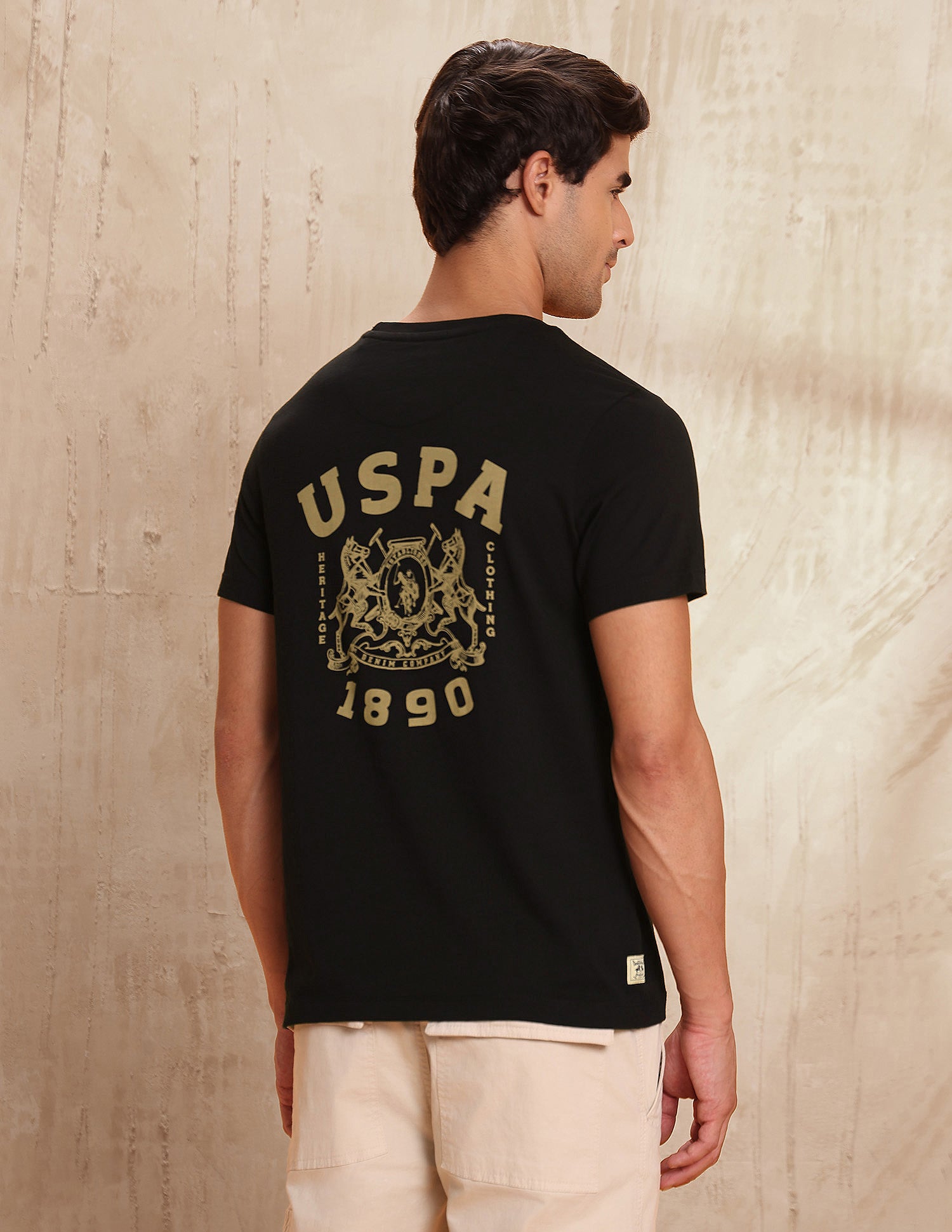 Pure Cotton Brand Printed T-Shirt Black - U.S. POLO ASSN. | Large