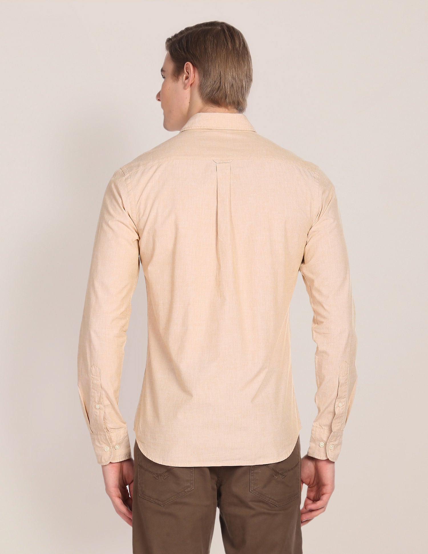 Solid Dobby Casual Shirt Light Khaki - U.S. POLO ASSN. | Large