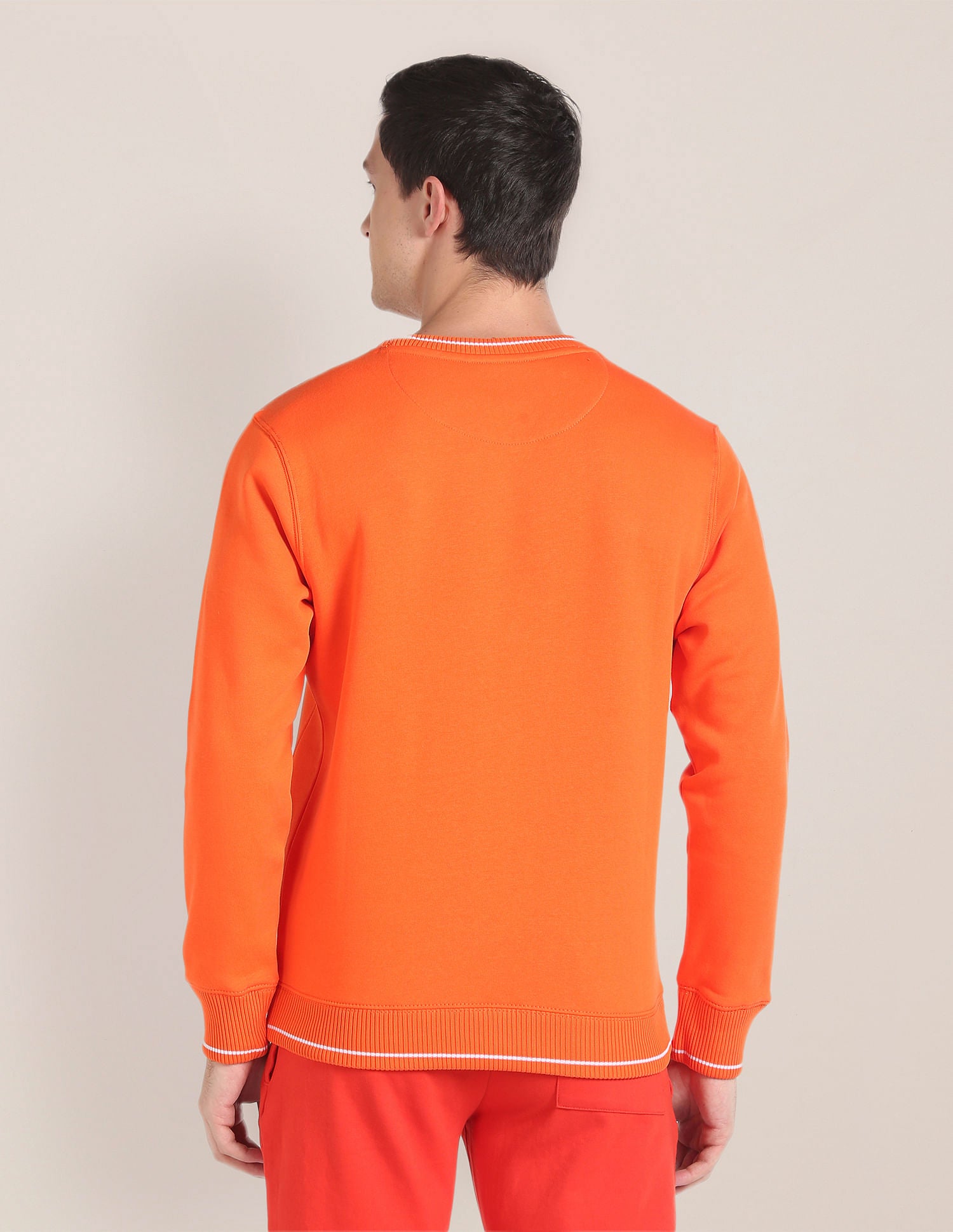 Crew Neck Brand Print Sweatshirt Orange - U.S. Polo Assn. India | Large