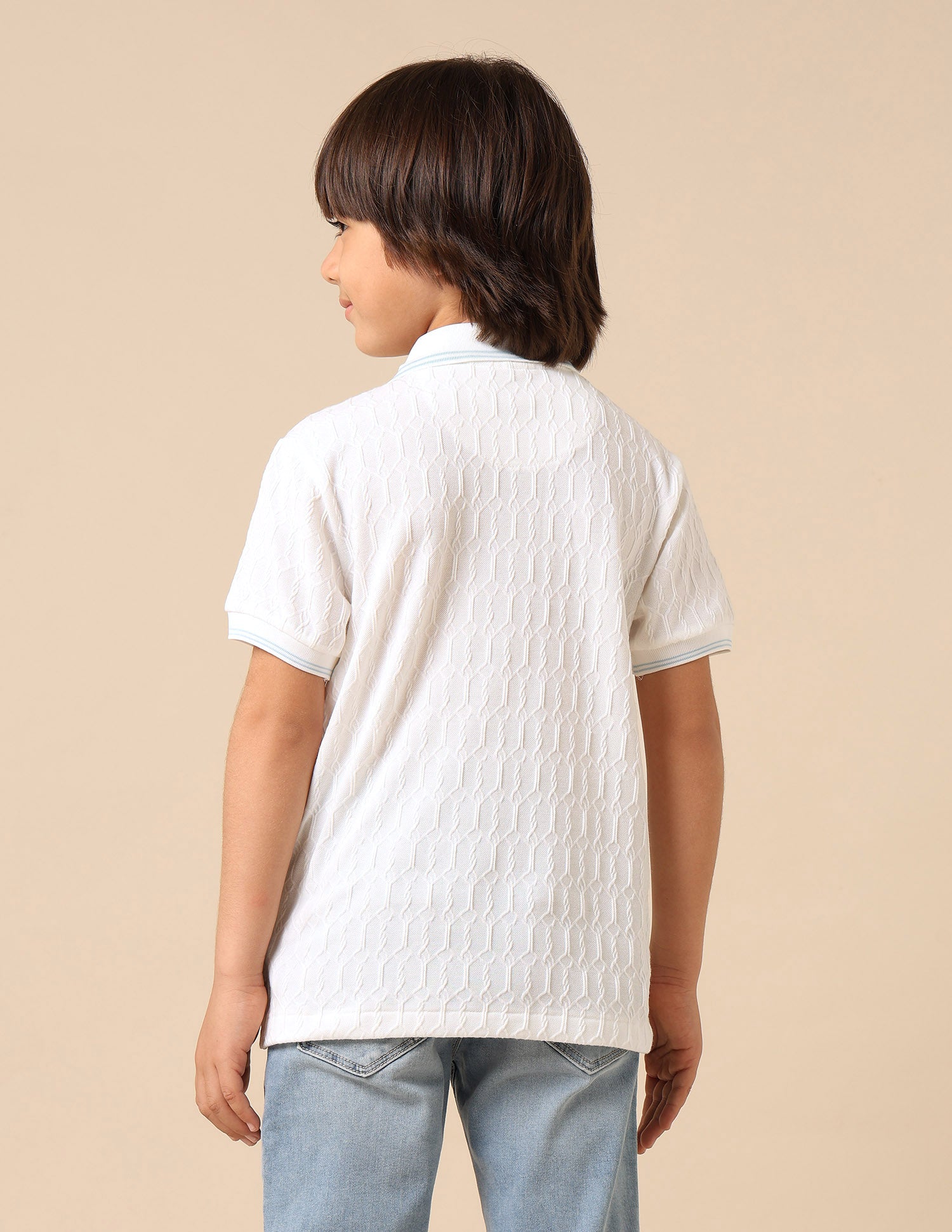 Boys Textured Pure Cotton Polo Shirt White - U.S. POLO ASSN. | Large