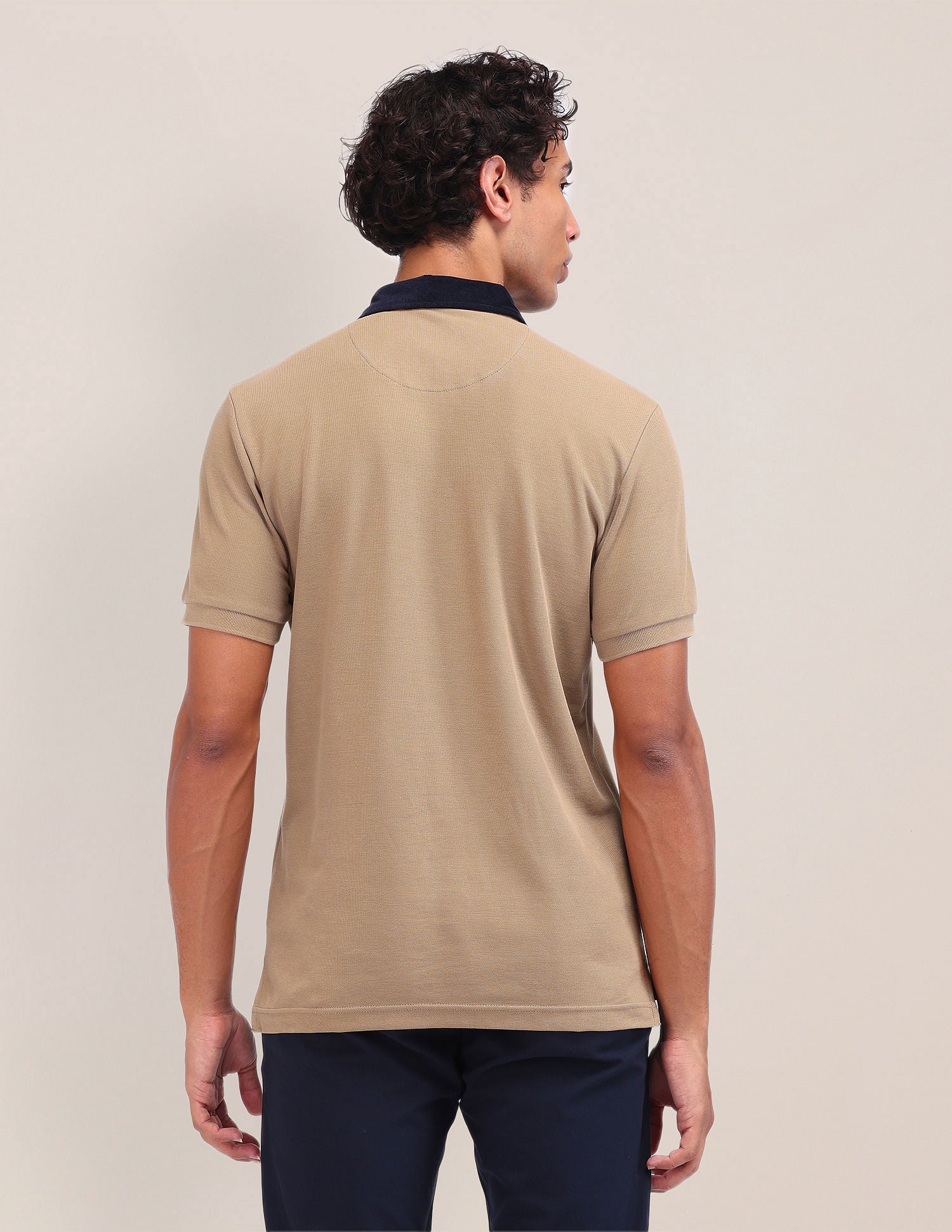 Slim Fit Solid Polo Shirt Light Brown - U.S. Polo Assn. India | Large