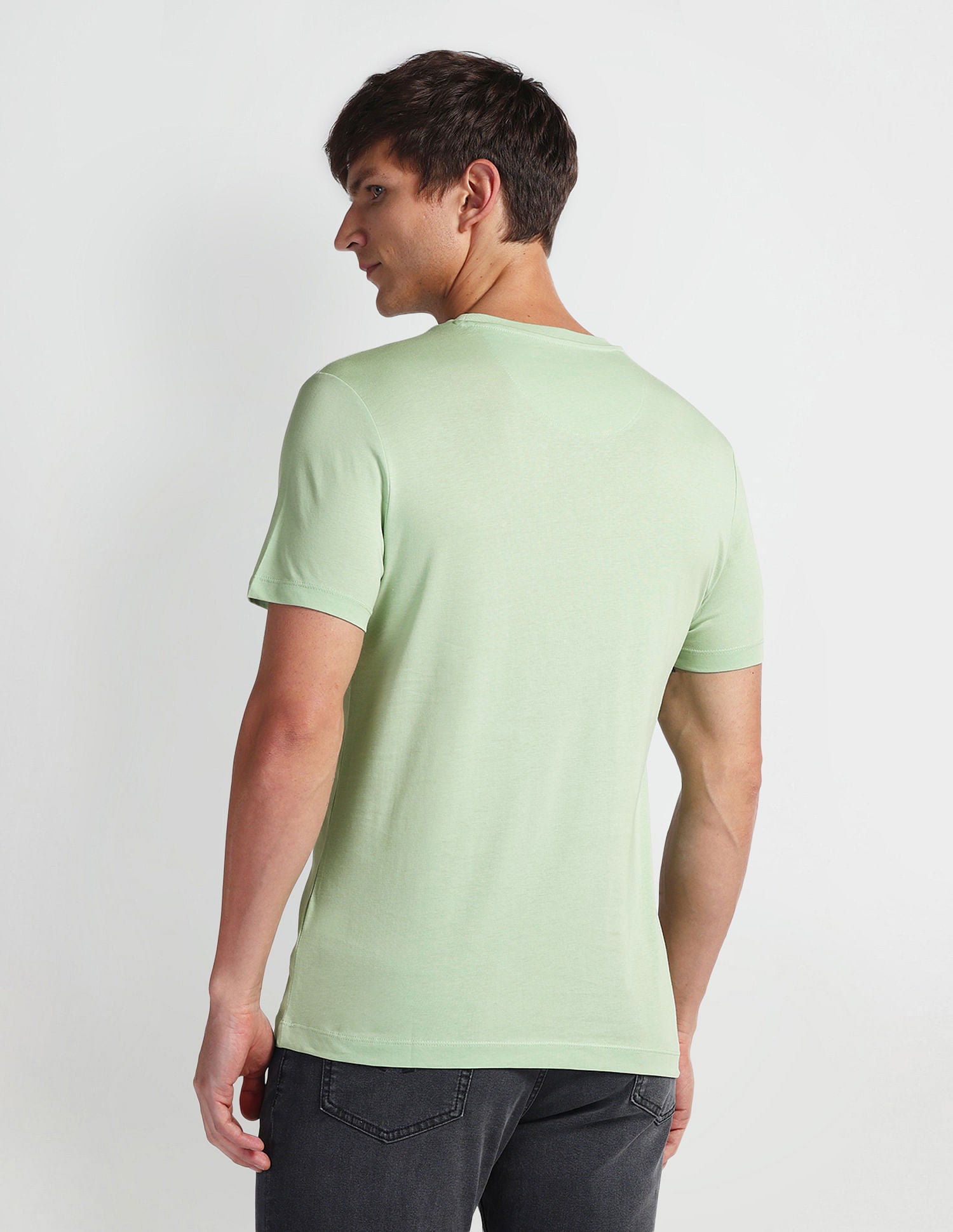 Brand Print Muscle Fit T-Shirt Light Green - U.S. Polo Assn. India | Large