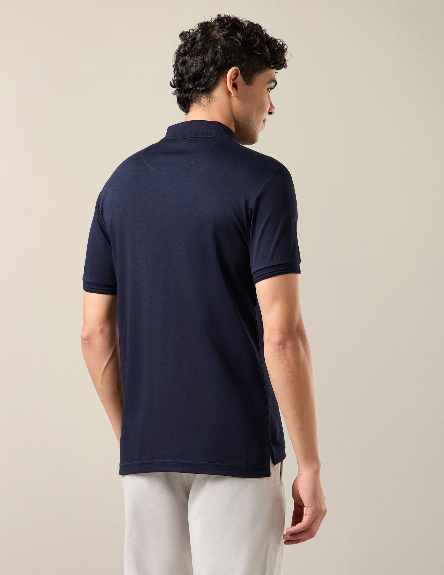 Solid Slim Fit Polo Shirt Dark Blue - U.S. Polo Assn. India | Large
