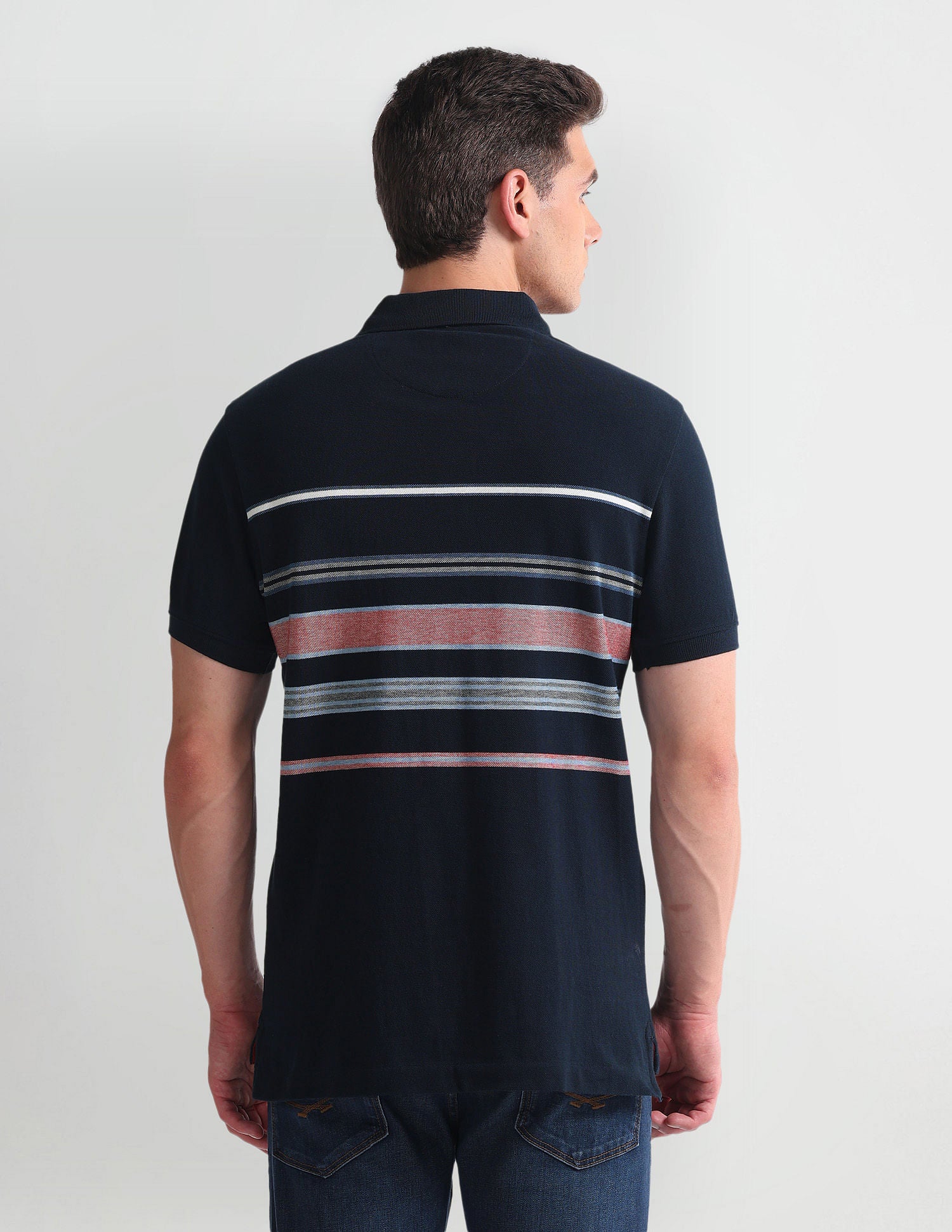 Horizontal Stripe Yarn Dyed Polo Shirt Navy - U.S. Polo Assn. India | Large