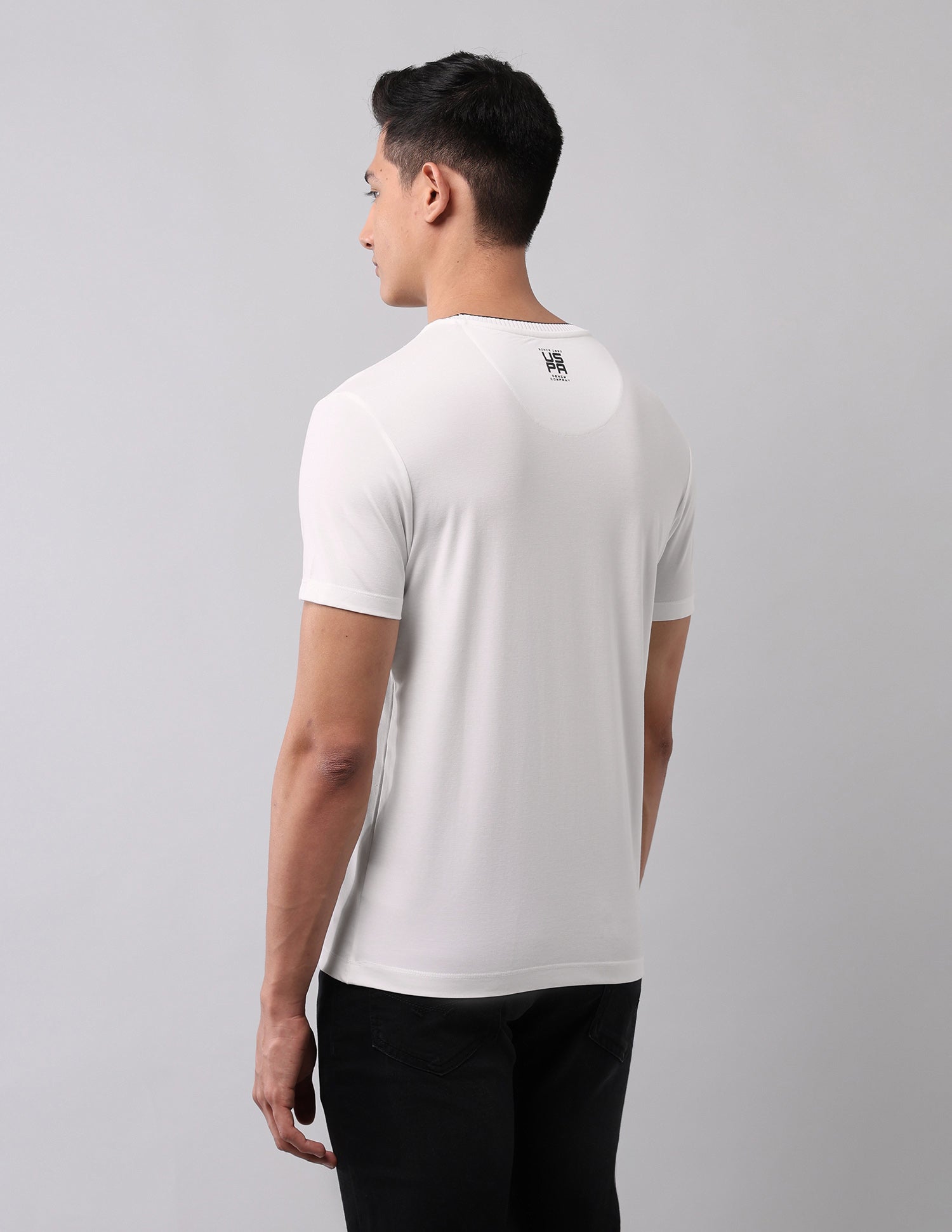 Brand Embossed Muscle Fit T-Shirt Ivory - U.S. Polo Assn. India | Large