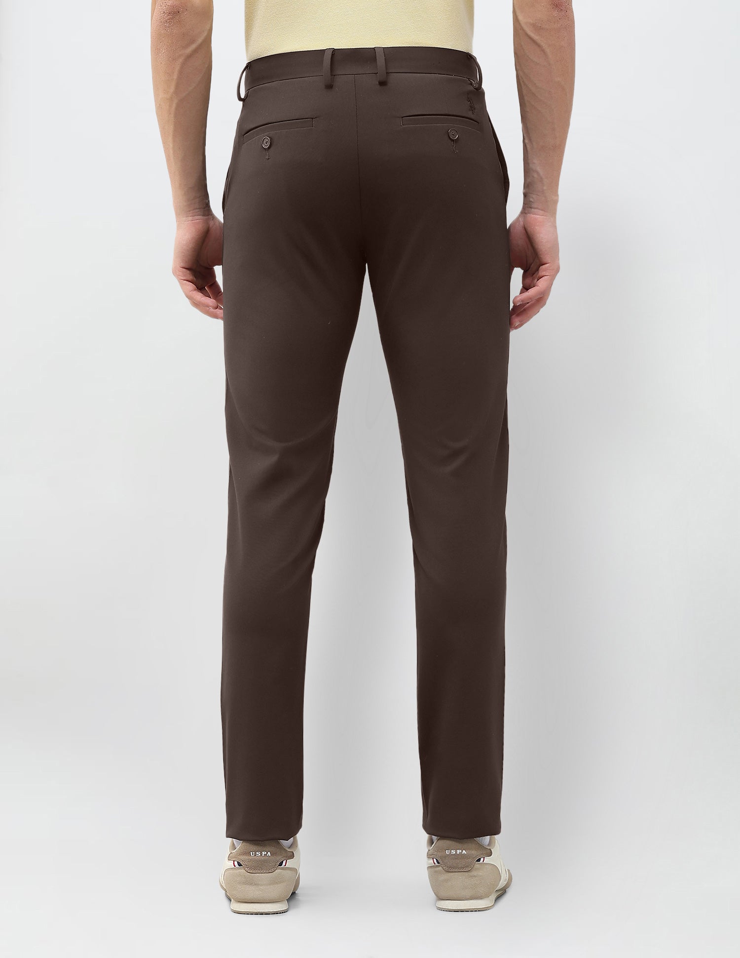 Austin Slim Fit Solid Trousers Choco - U.S. Polo Assn. India | Large