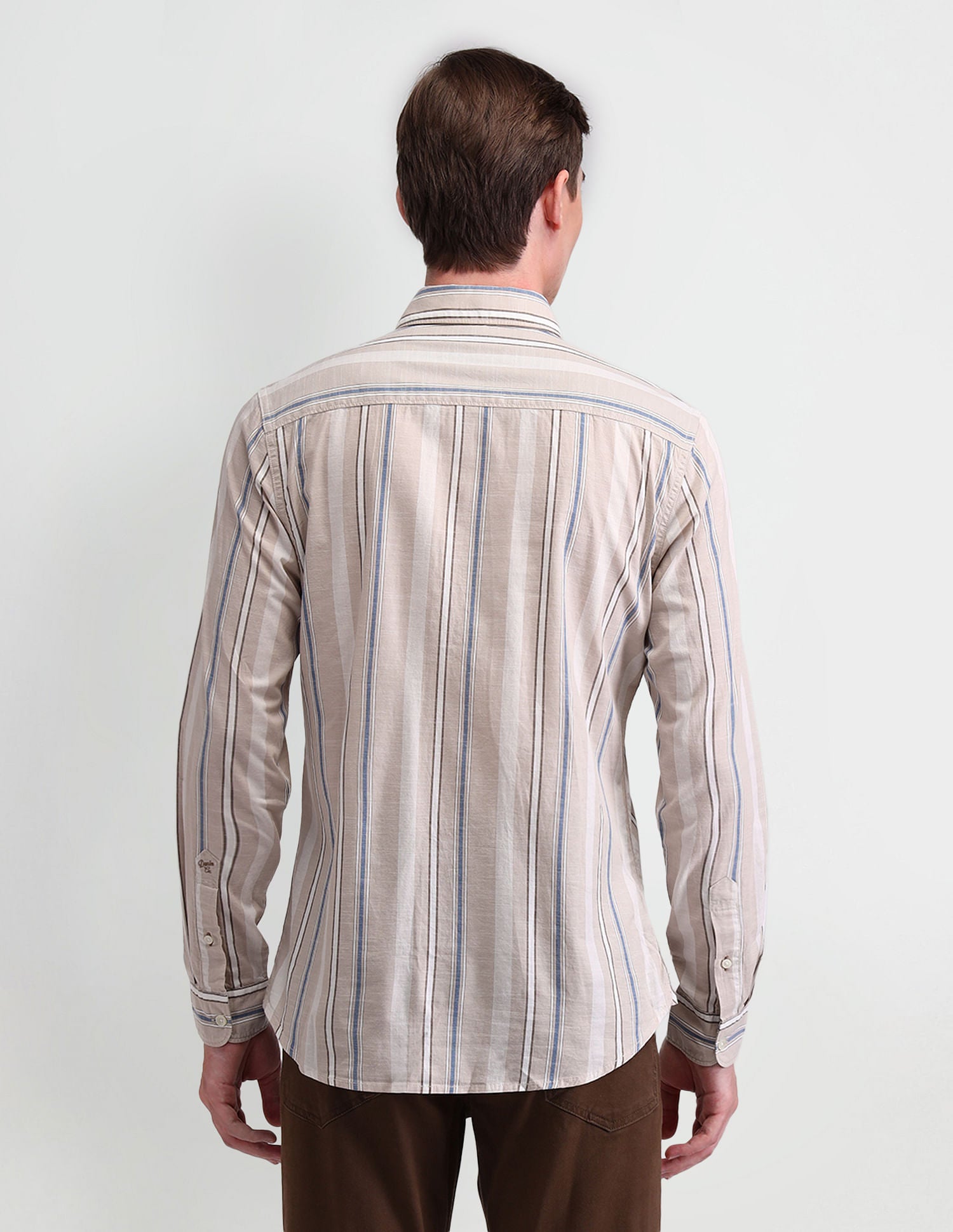 Vertical Striped Slim Fit Dobby Shirt Khaki - U.S. POLO ASSN. | Large