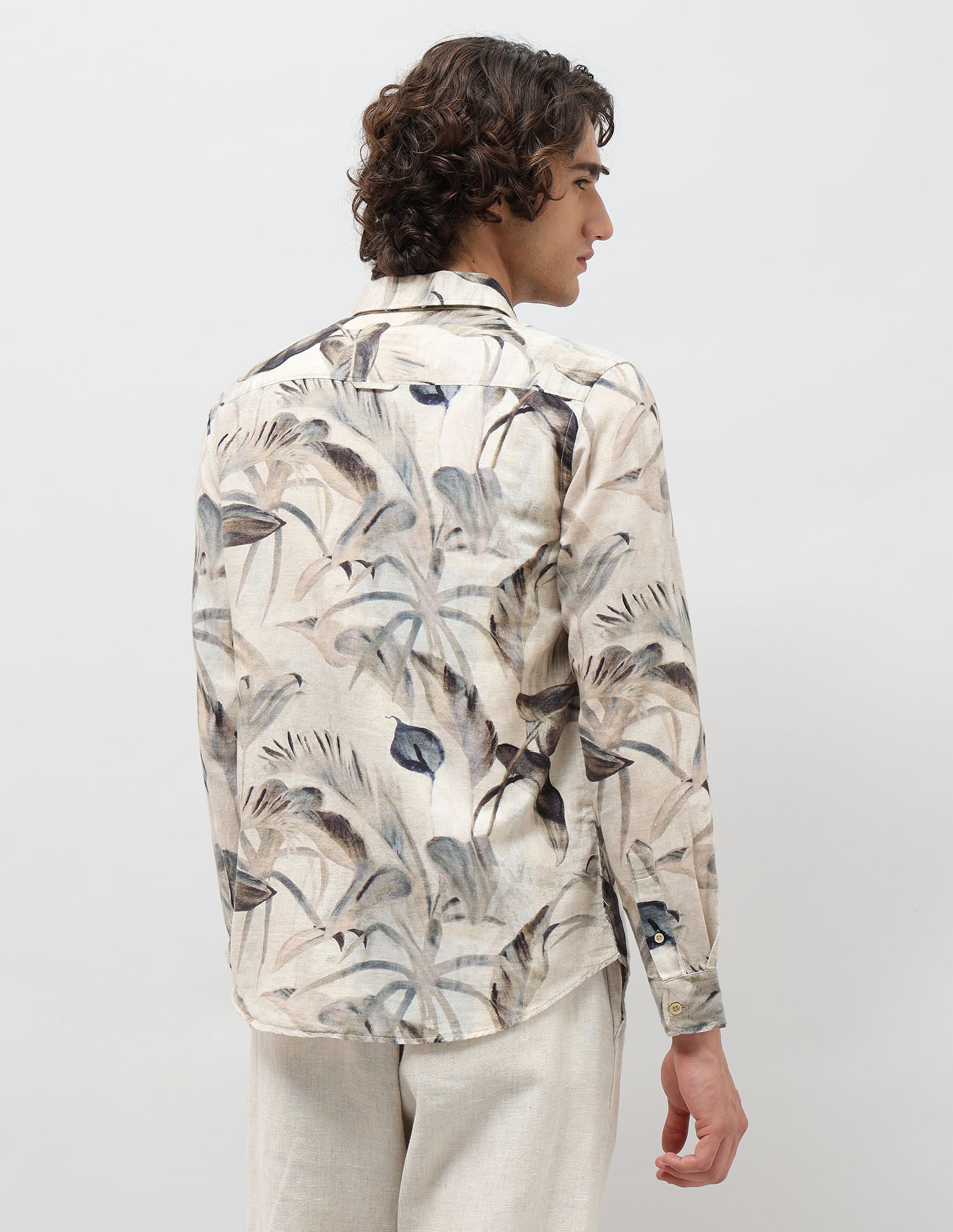 Tropical Printed Regular Fit Shirt Beige - U.S. POLO ASSN. | Large