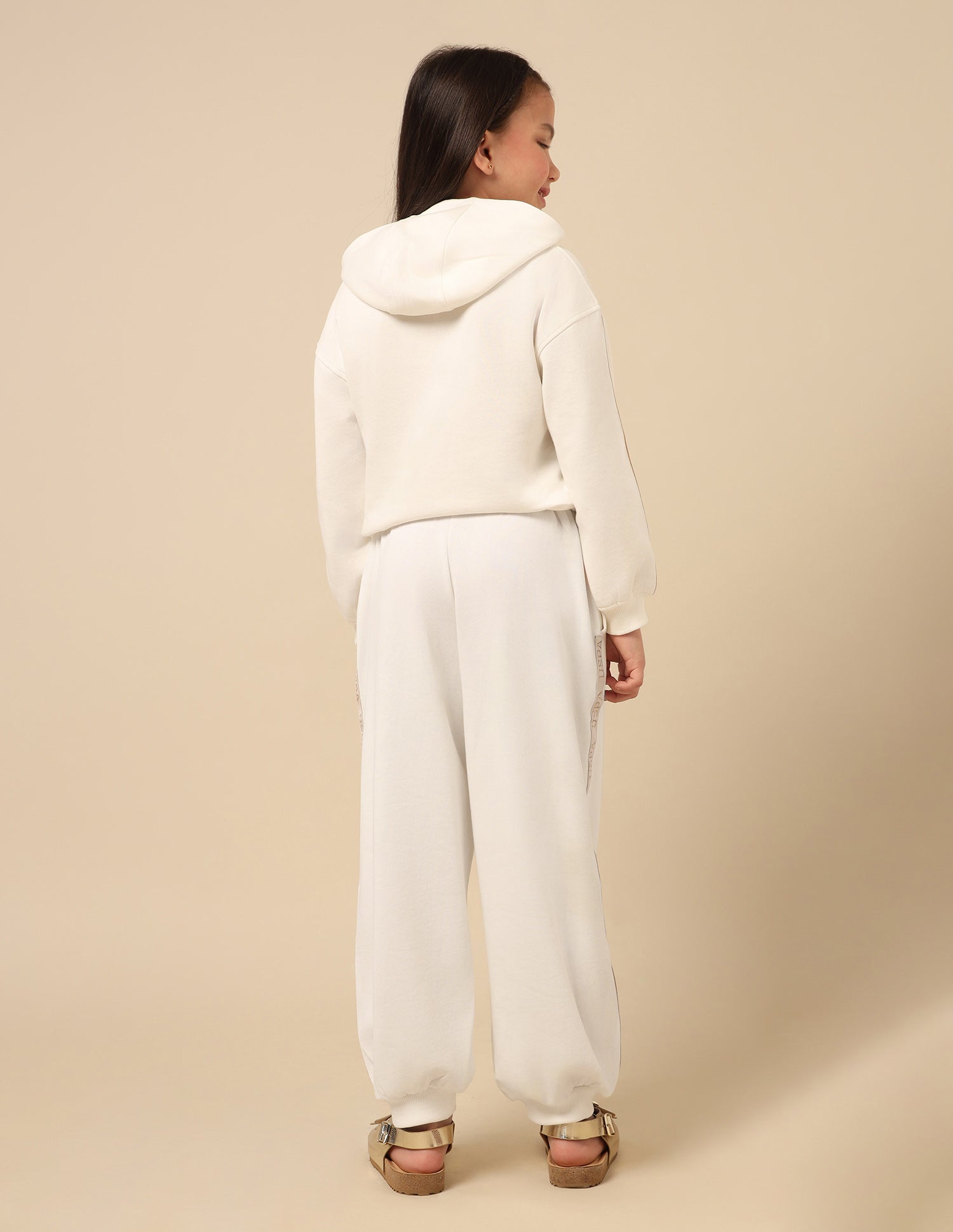 Girls Solid Brand Tape Joggers Off White - U.S. POLO ASSN. | Large