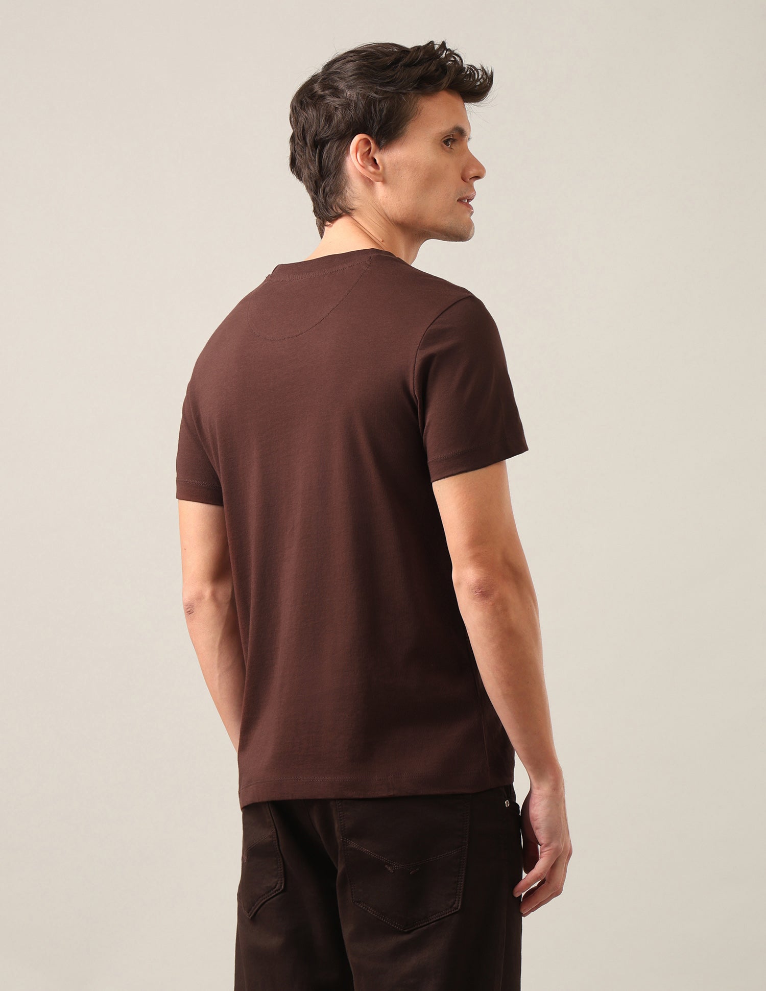 Brand Embossed Regular Fit T-Shirt Dark Brown - U.S. Polo Assn. India | Large