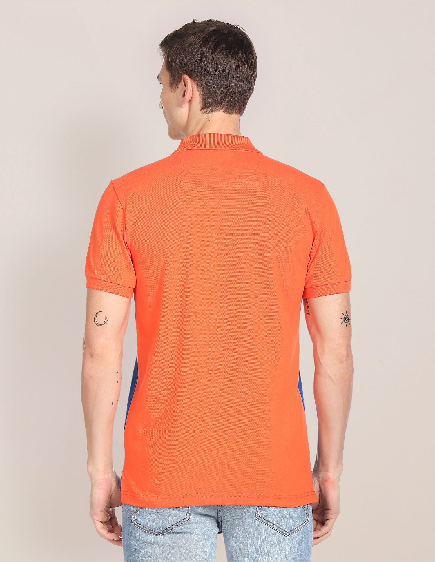 Colour Block Cotton Polo Shirt Orange - U.S. POLO ASSN. | Large