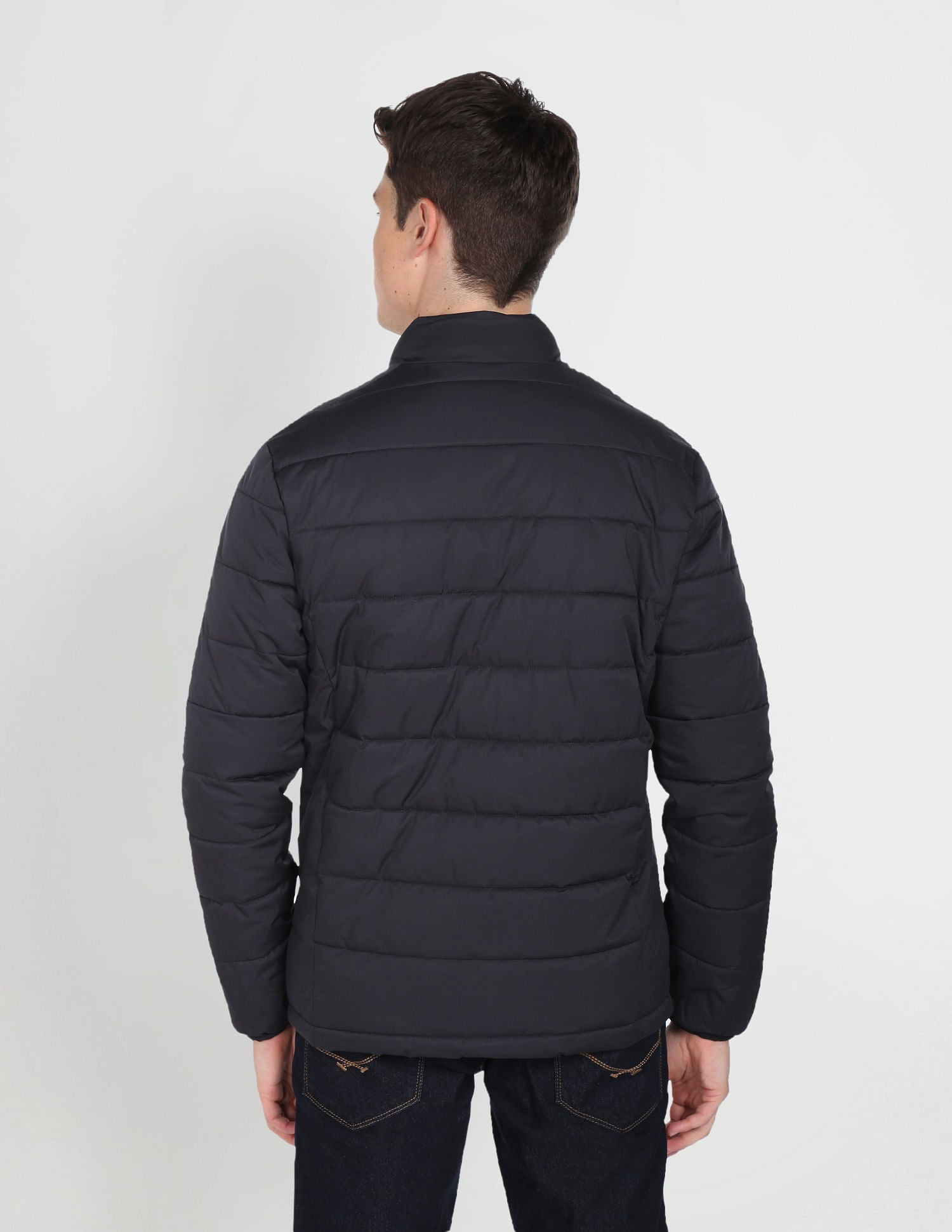 High Neck Solid Quilted Jacket Navy - U.S. Polo Assn. India | Large