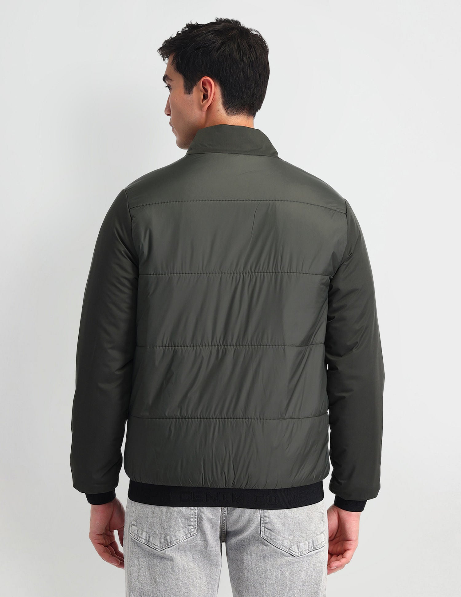 Regular Fit Solid Padded Jacket Olive - U.S. Polo Assn. India | Large
