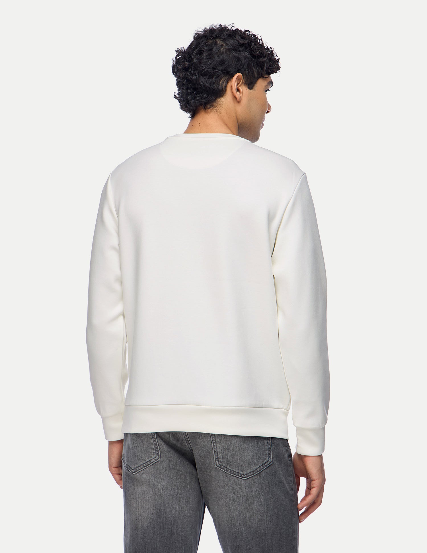 Brand Embossed Regular Fit Sweatshirt Ivory - U.S. Polo Assn. India | Large