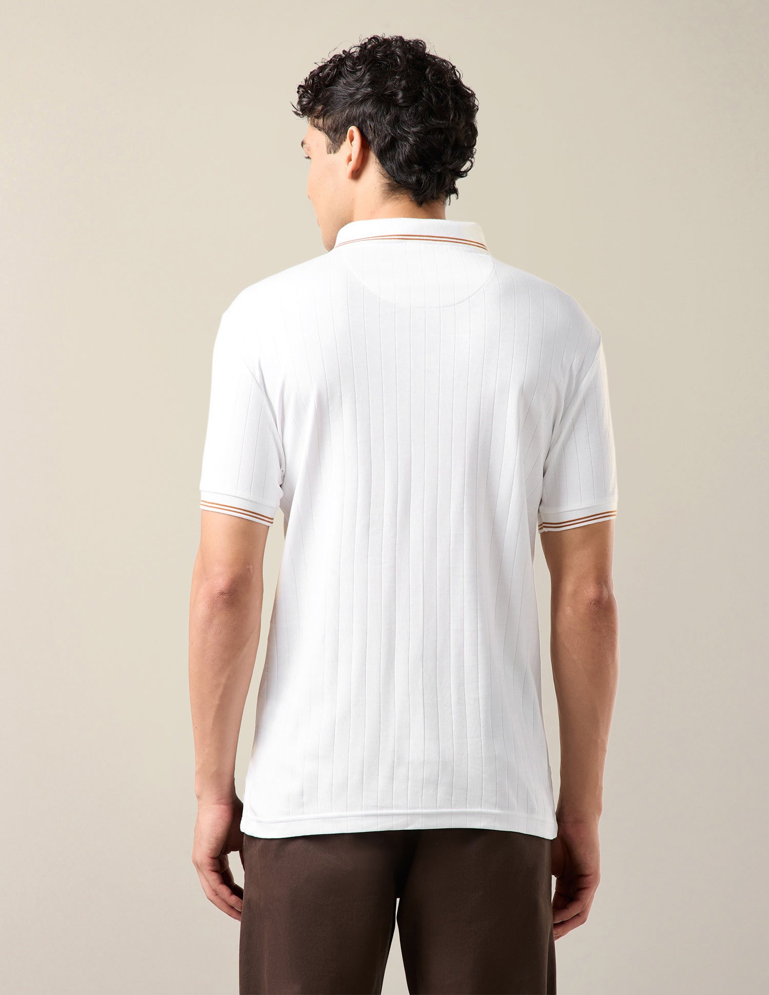 Patterned Knit Slim Fit Polo Shirt White - U.S. Polo Assn. India | Large