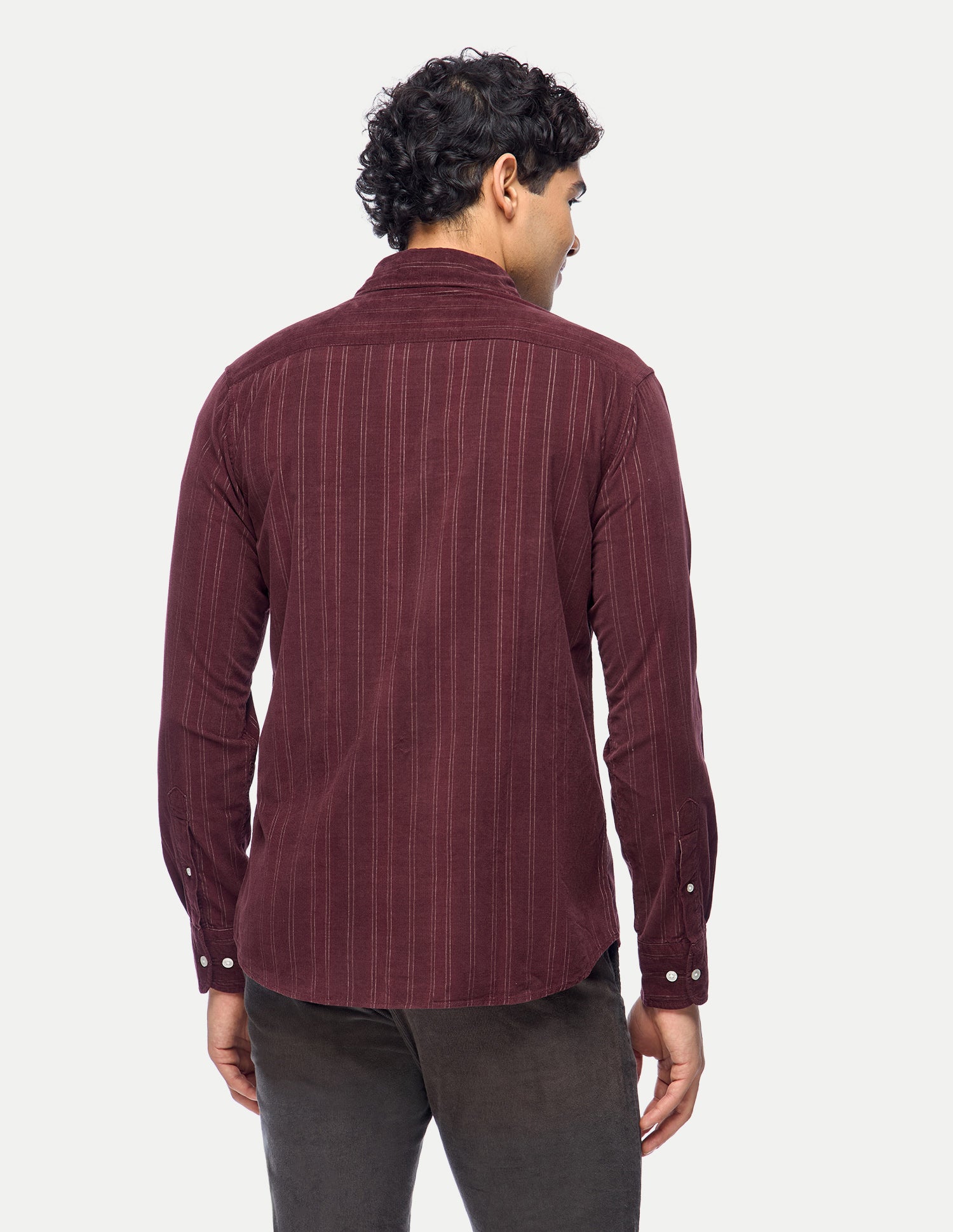 Vertical Striped Corduroy Shirt Dark Purple - U.S. Polo Assn. India | Large