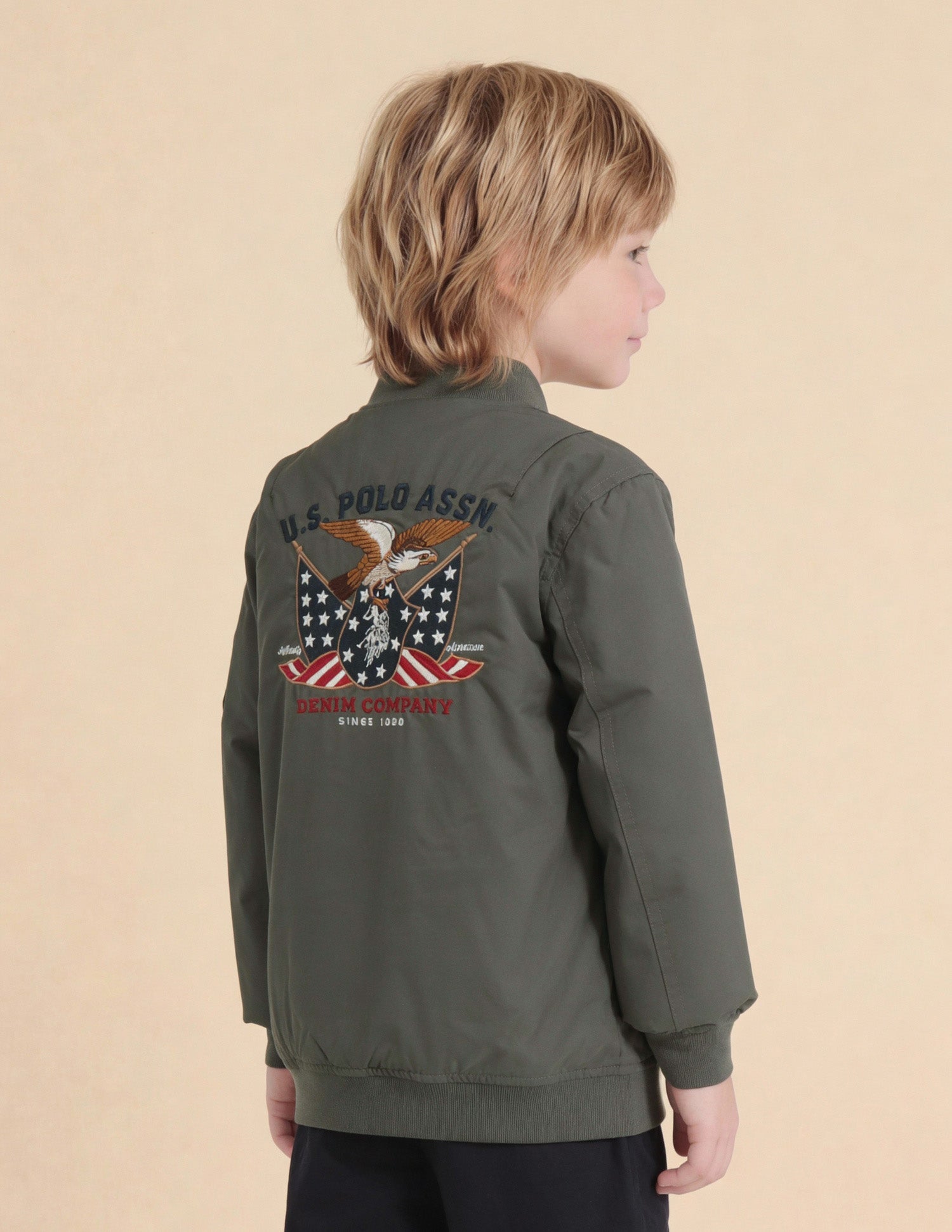 Boys Brand Embroidered Regular Fit Jacket Olive - U.S. Polo Assn. India | Large