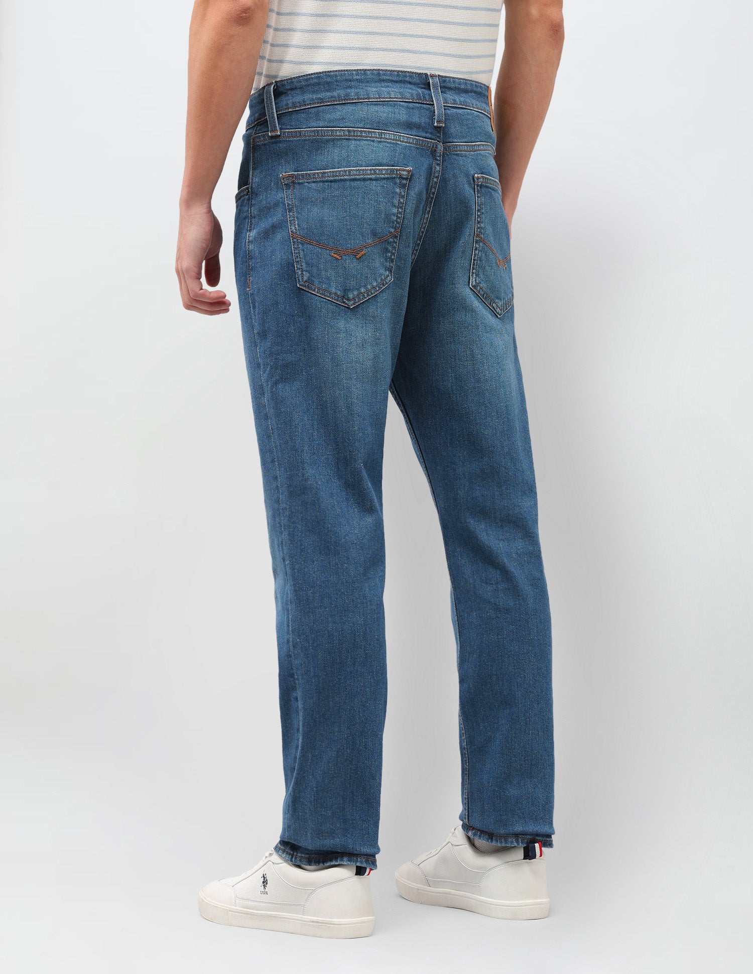 Harold Slim Straight Fit Blue Jeans Med Blue - U.S. Polo Assn. India | Large