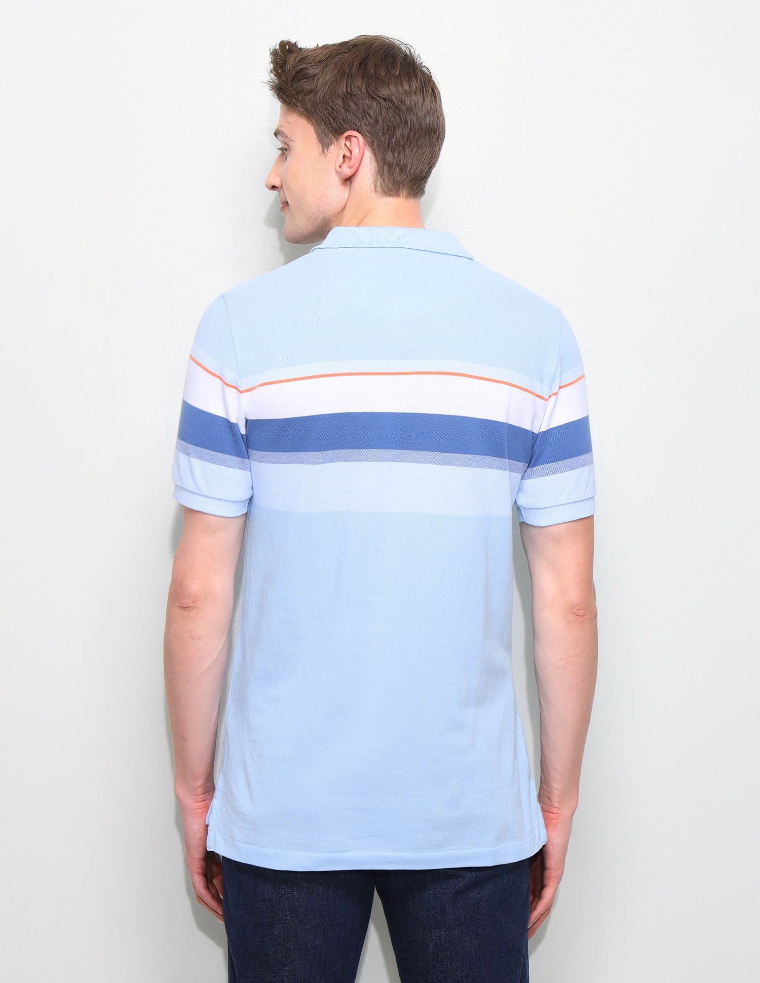 Horizontal Striped Slim Fit Polo Shirt Light Blue - U.S. Polo Assn. India | Large