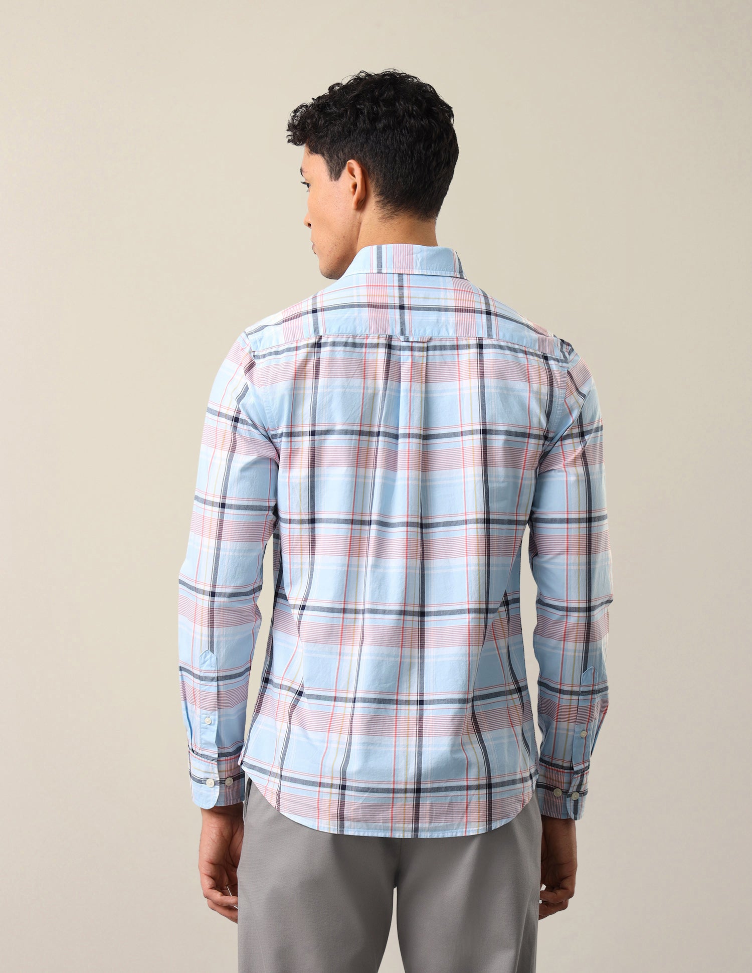 Plaid Checked Tailored Fit Shirt Light Blue - U.S. Polo Assn. India | Large