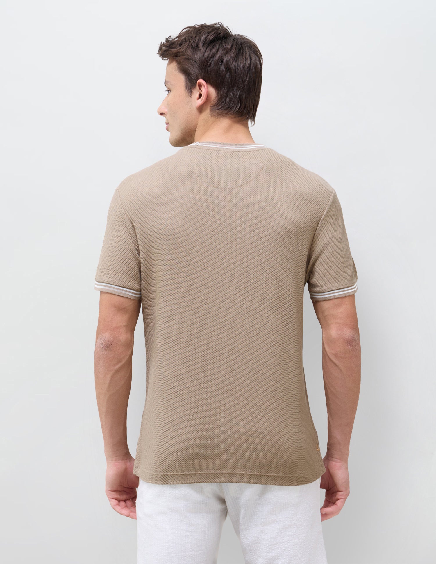 Solid Slim Fit T-Shirt Beige - U.S. Polo Assn. India | Large