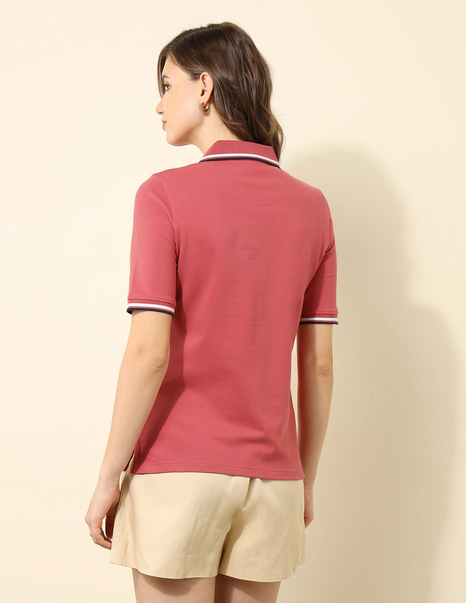 Tipped Collar Regular Fit Polo Shirt Pink - U.S. POLO ASSN. | Large