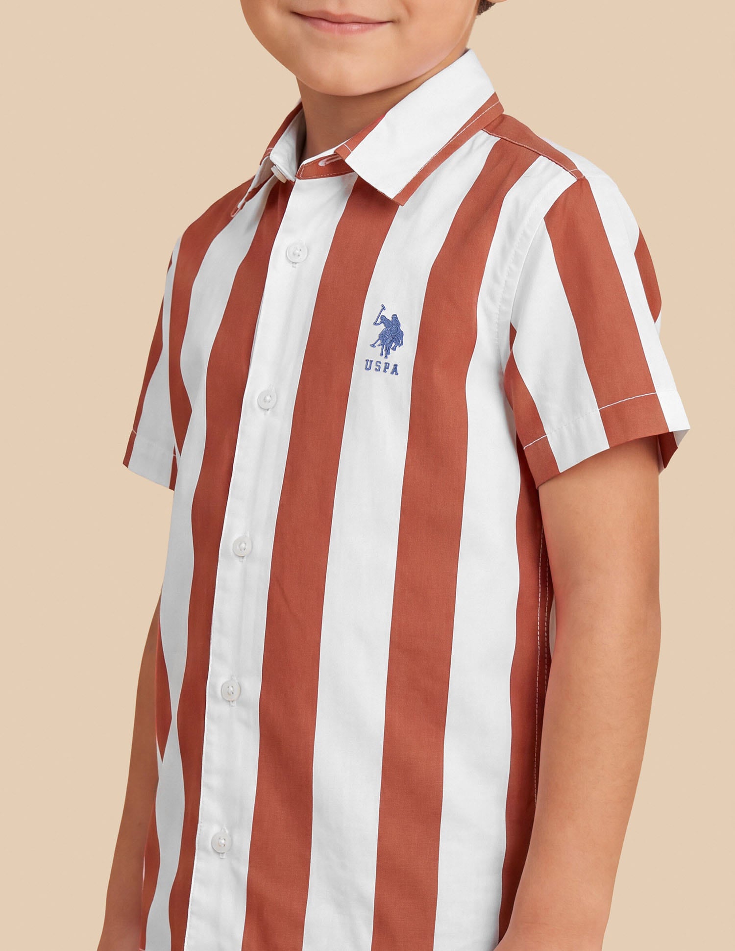 Vertical Striped Regular Fit Shirt Rust - U.S. Polo Assn. India | Large