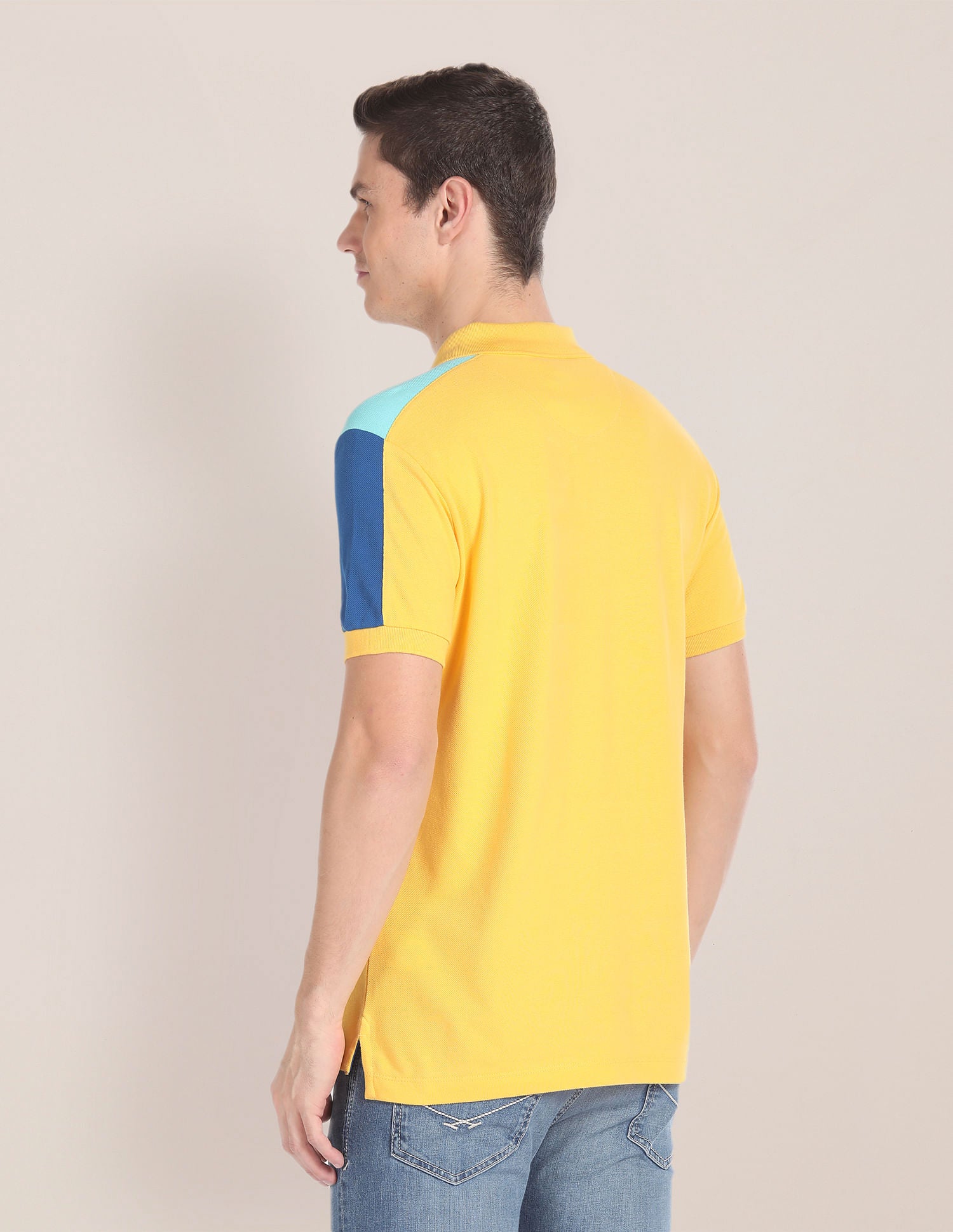 Colour Block Pique Polo Shirt Mustard - U.S. Polo Assn. India | Large