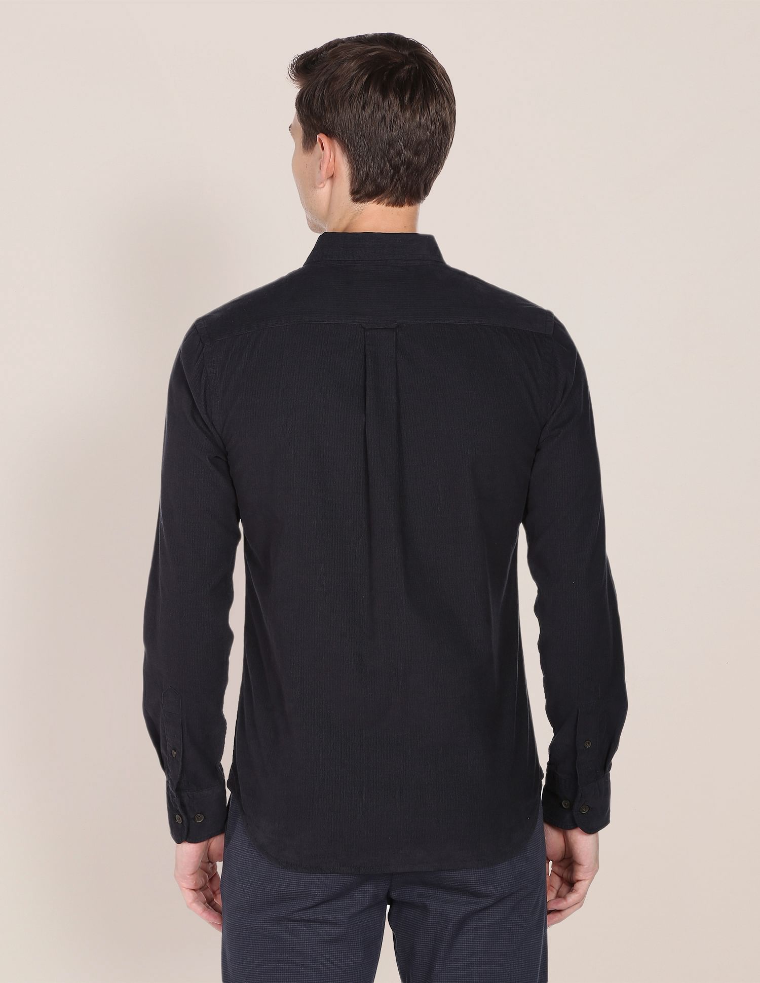 Solid Cotton Corduroy Casual Shirt Charcoal - U.S. Polo Assn. India | Large