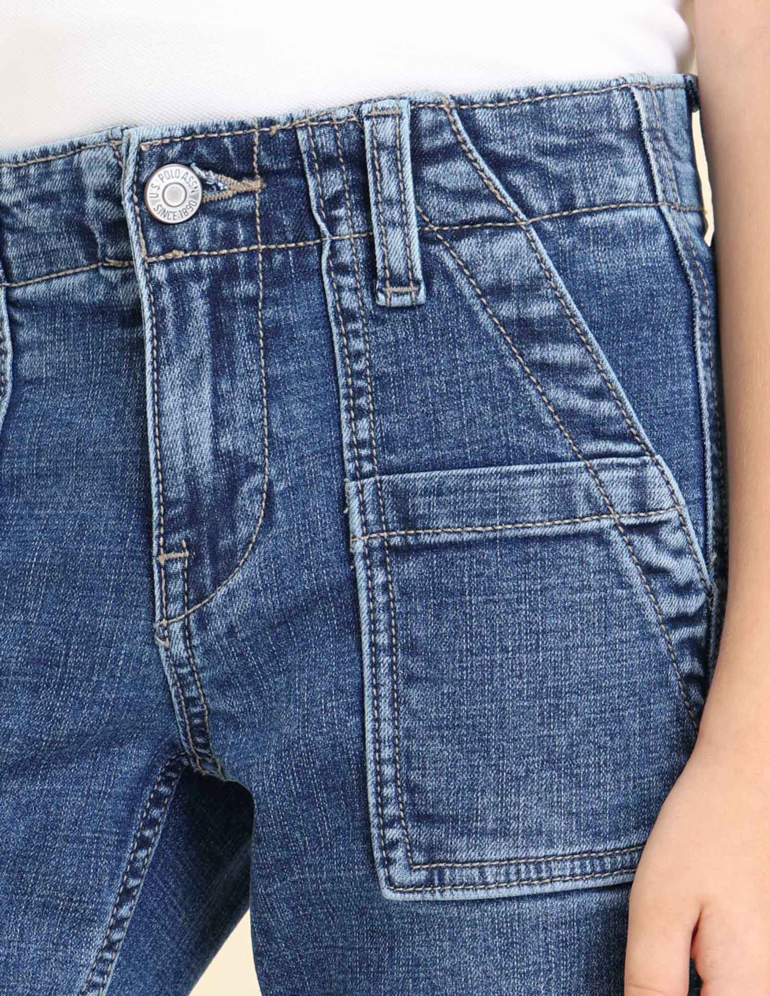 Boys Relaxed Fit Mid Rise Jeans Light Blue - U.S. POLO ASSN. | Large