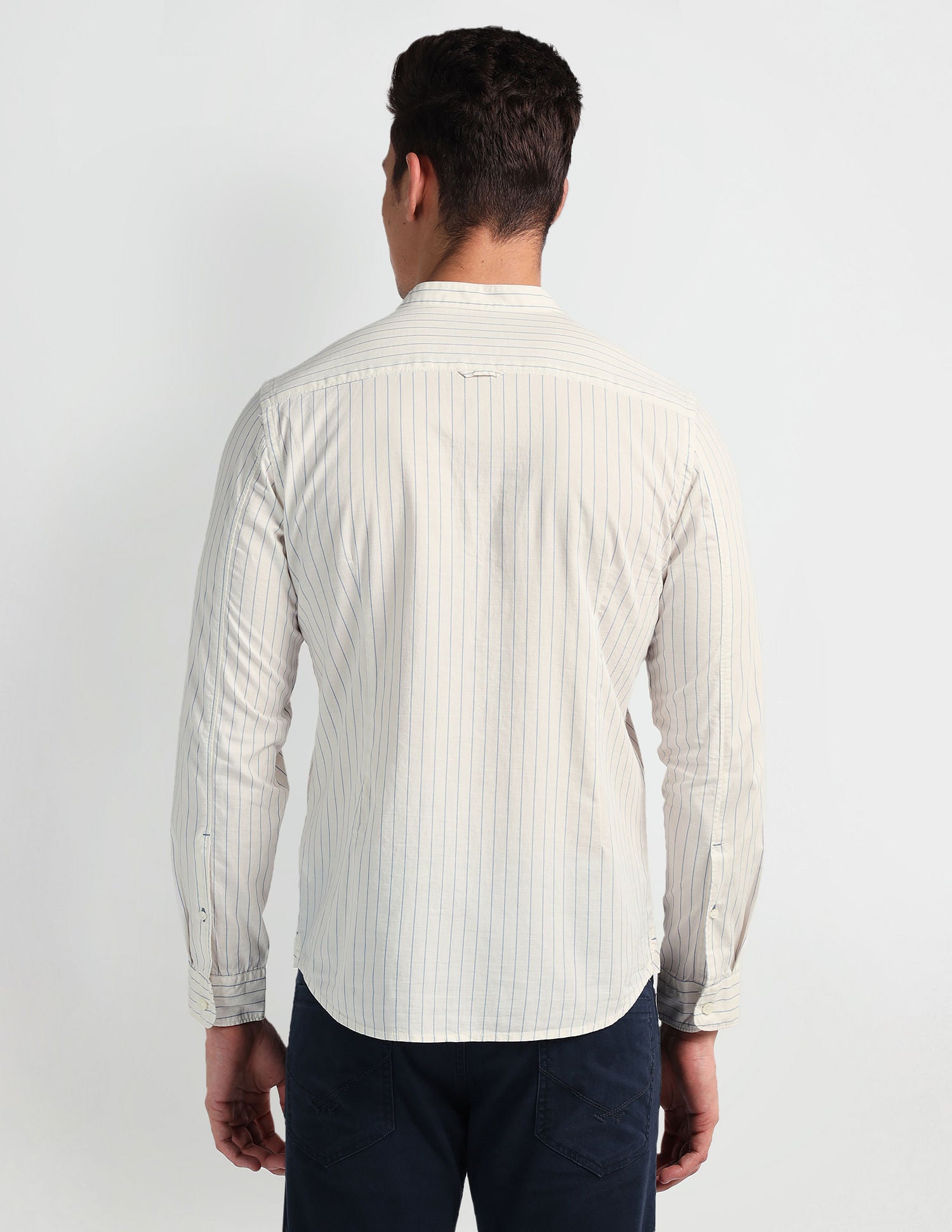 Mandarin Collar Slim Fit Shirt Ivory - U.S. Polo Assn. India | Large