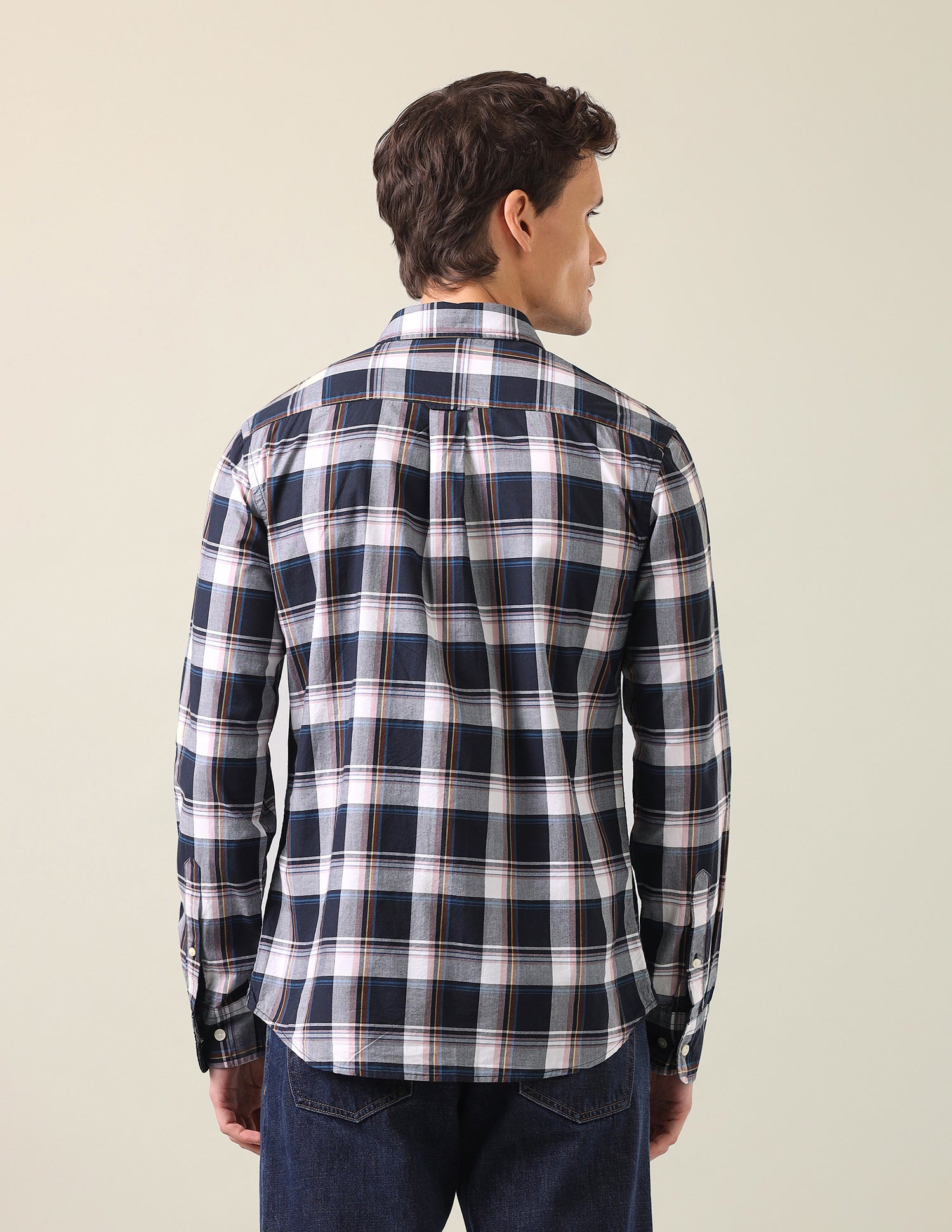Tartan Checked Tailored Fit Shirt Navy - U.S. Polo Assn. India | Large