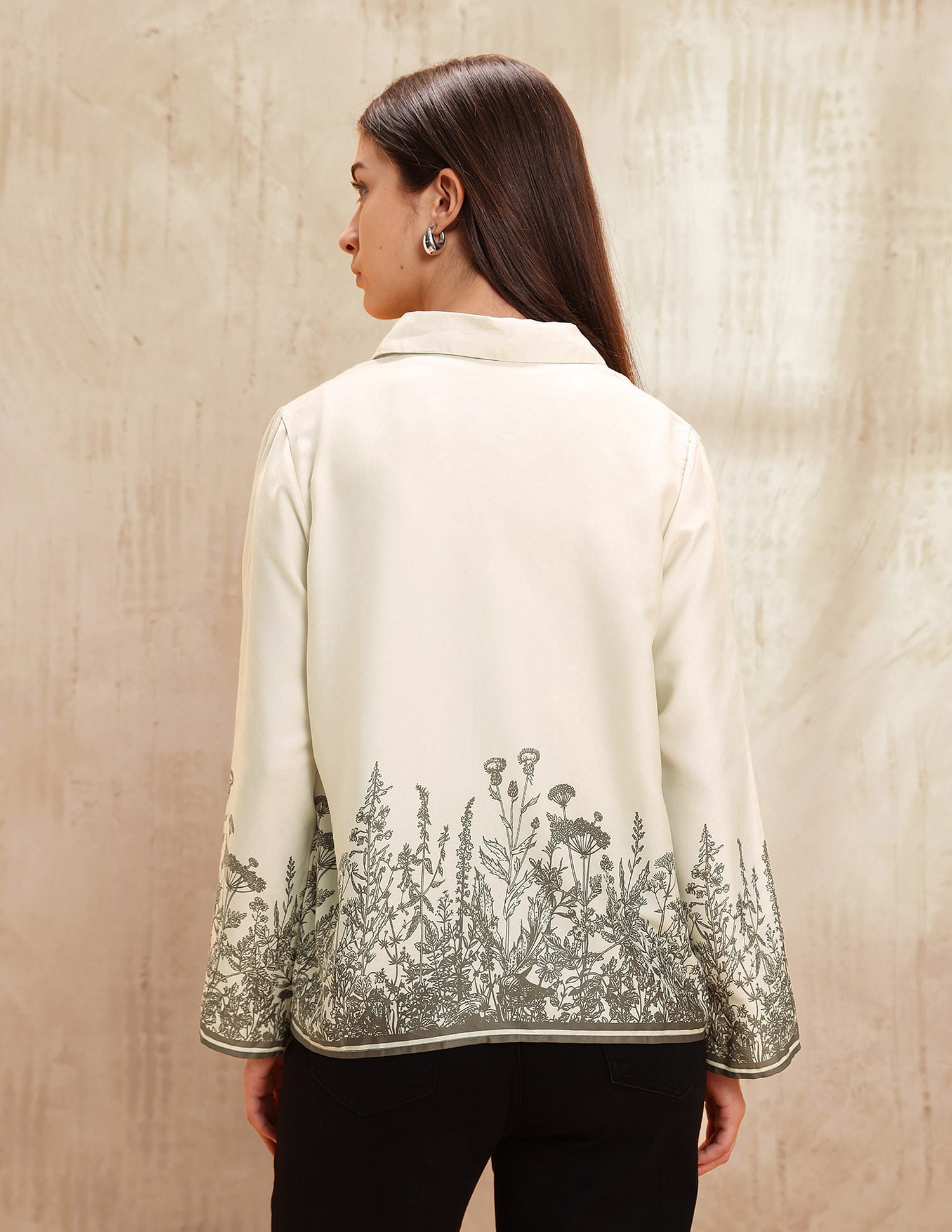 Floral Printed Relaxed Fit Shirt Off White - U.S. POLO ASSN. | Large