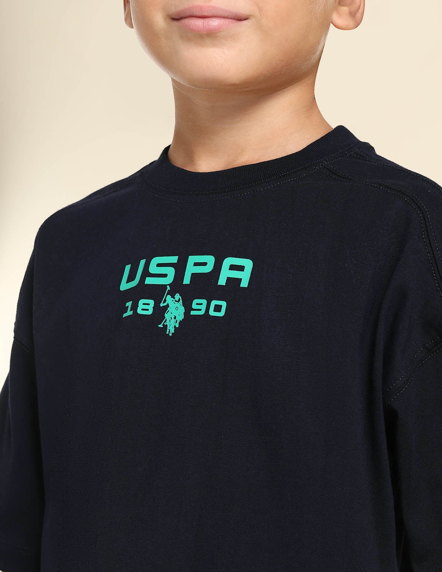 Boys Regular Fit Solid T-Shirt Navy - U.S. POLO ASSN. | Large