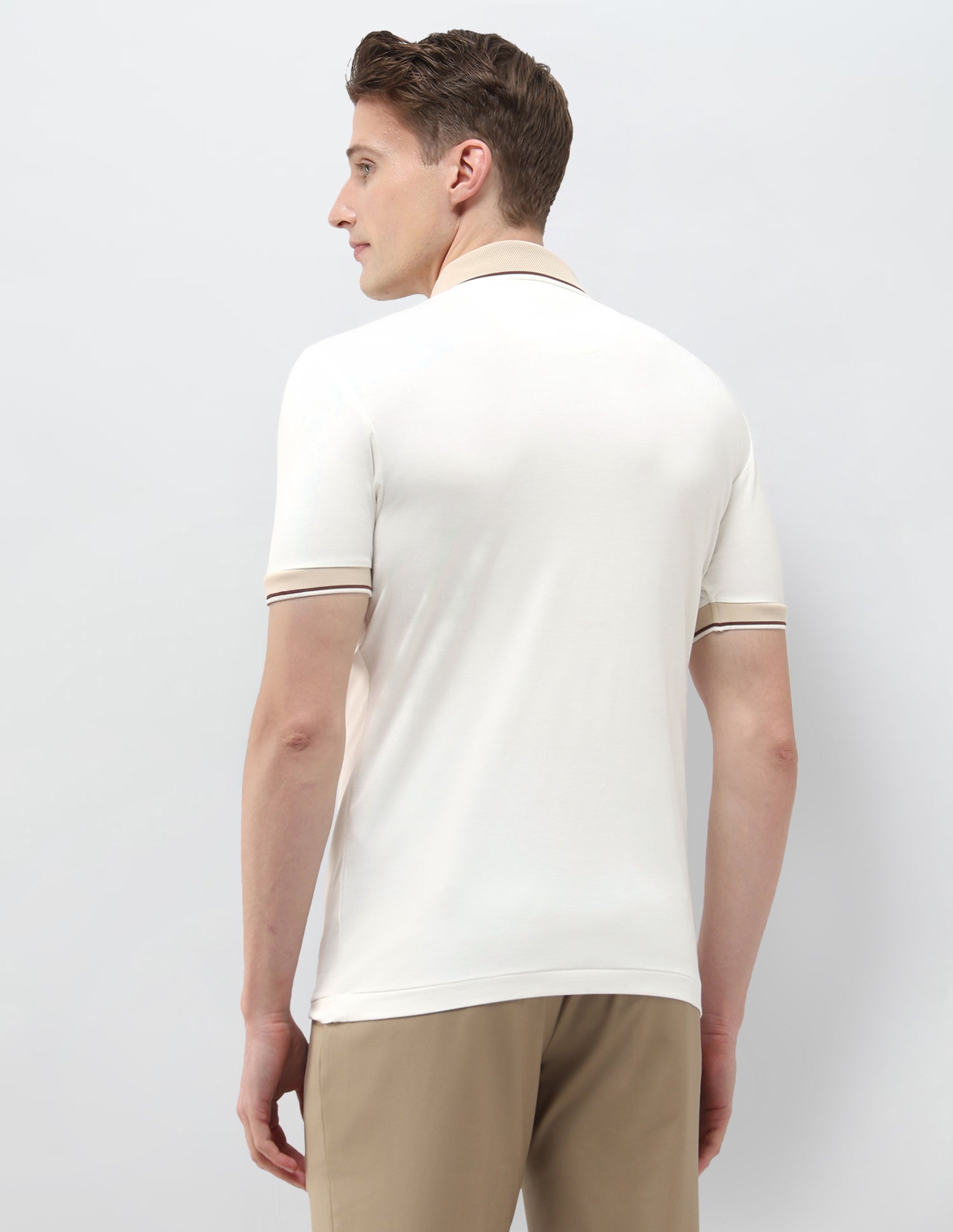 Solid Slim Fit Polo Shirt Off White - U.S. Polo Assn. India | Large