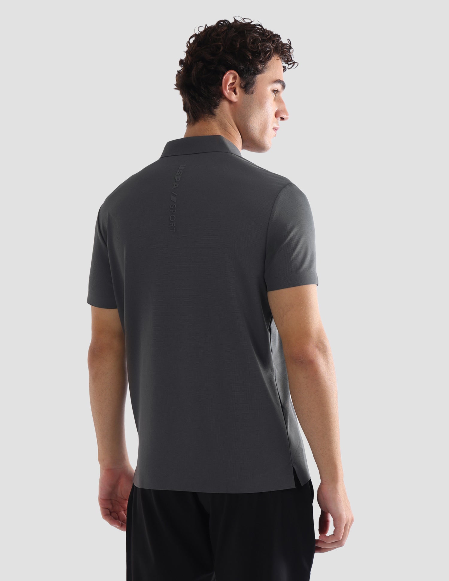 Solid Slim Fit Active Polo Shirt Dark Grey - U.S. Polo Assn. India | Large