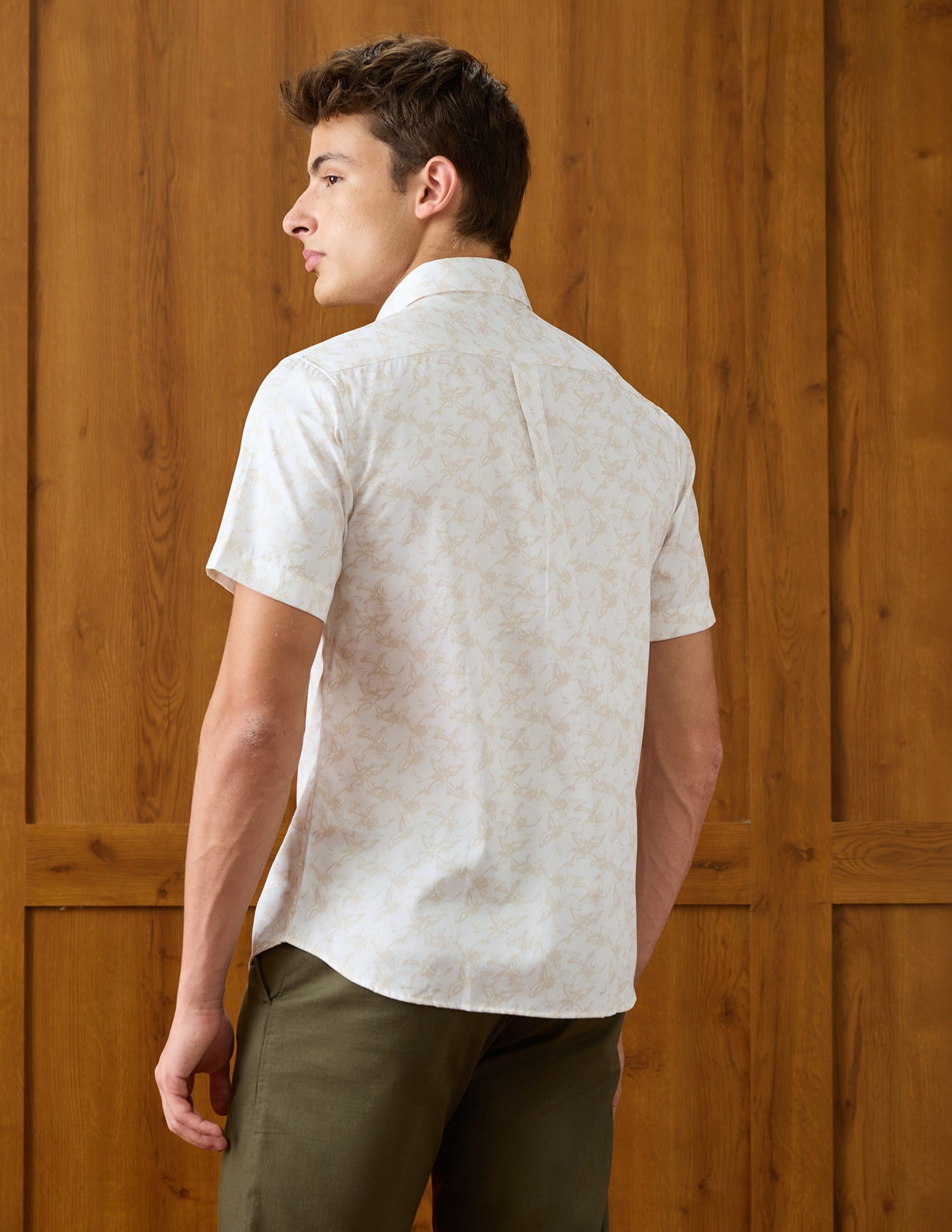 Floral Printed Satin Shirt Beige - U.S. Polo Assn. India | Large