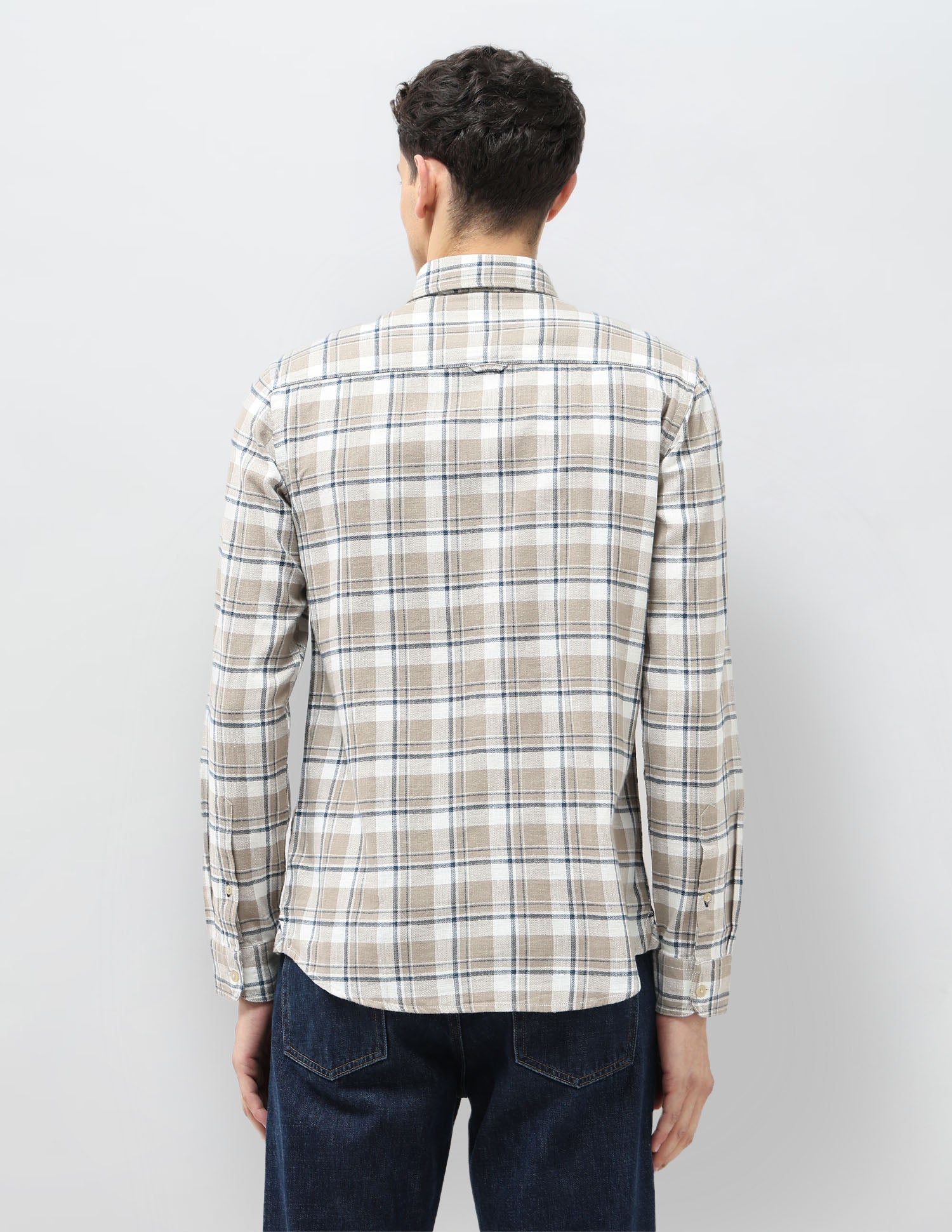 Tartan Checked Herringbone Shirt Khaki - U.S. POLO ASSN. | Large