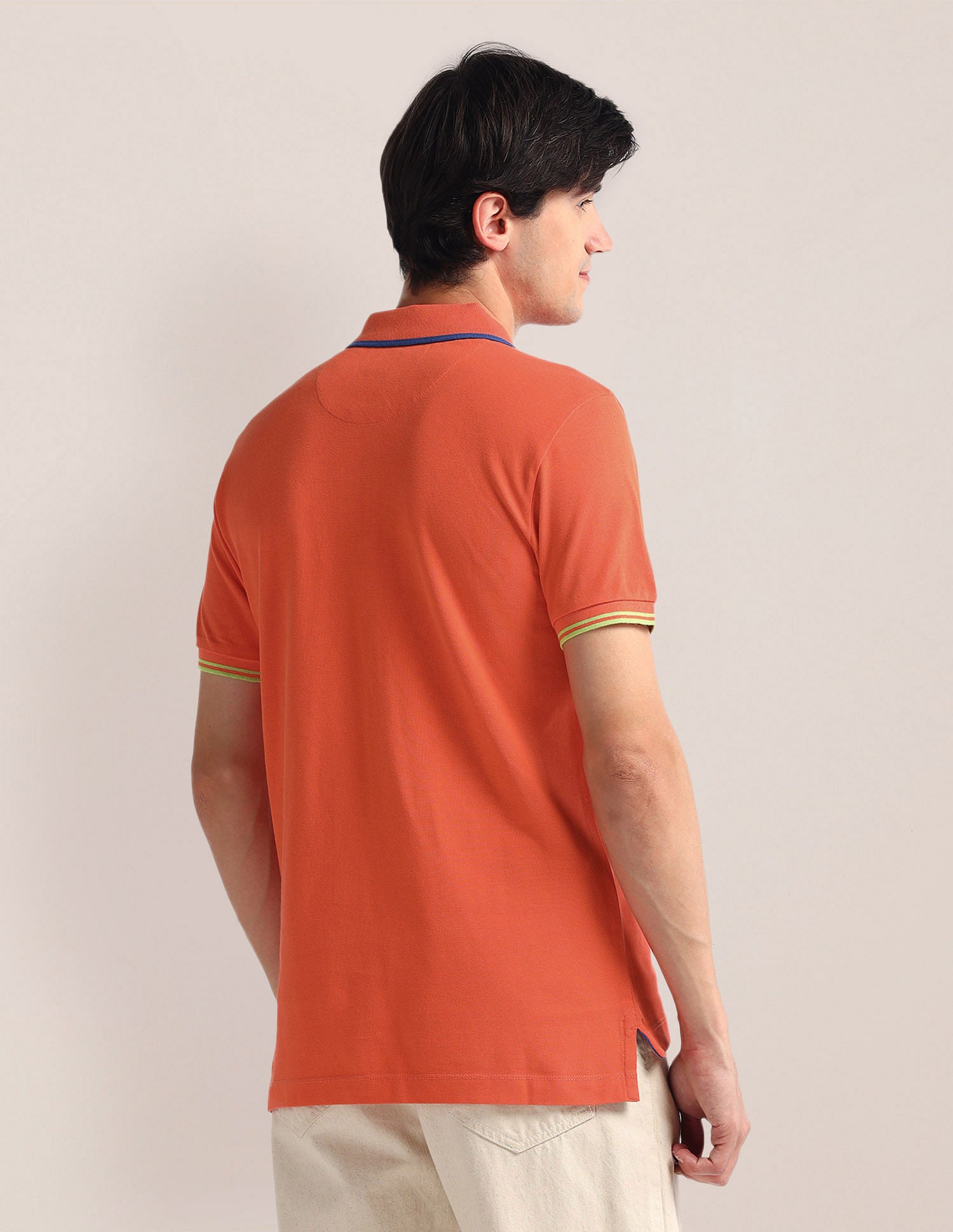 Slim Fit Solid Polo Shirt Orange - U.S. Polo Assn. India | Large
