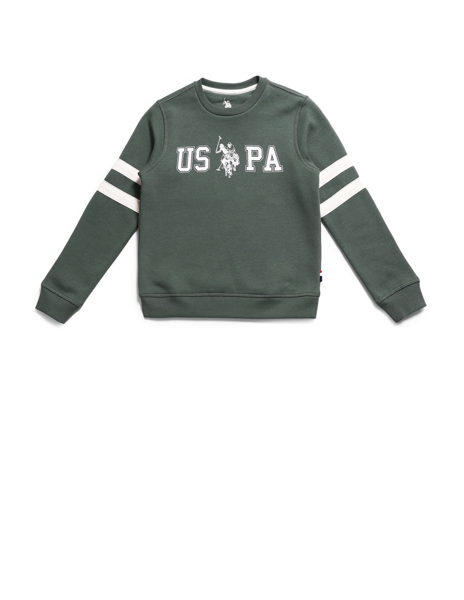 Boys Brand Printed Regular Fit Sweatshirt Light Olive - U.S. POLO ASSN. | Large