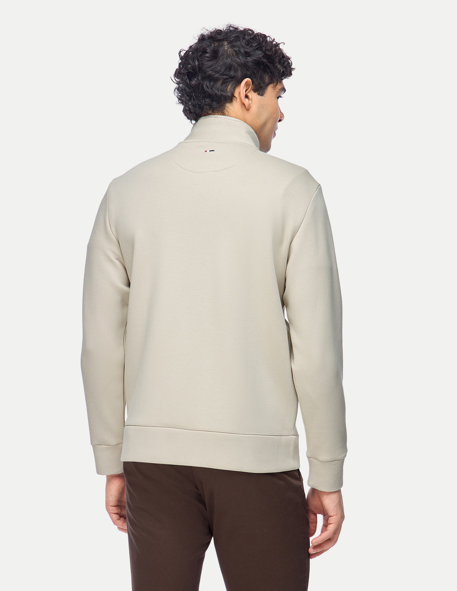 Solid Regular Fit Zipper Sweatshirt Beige - U.S. Polo Assn. India | Large