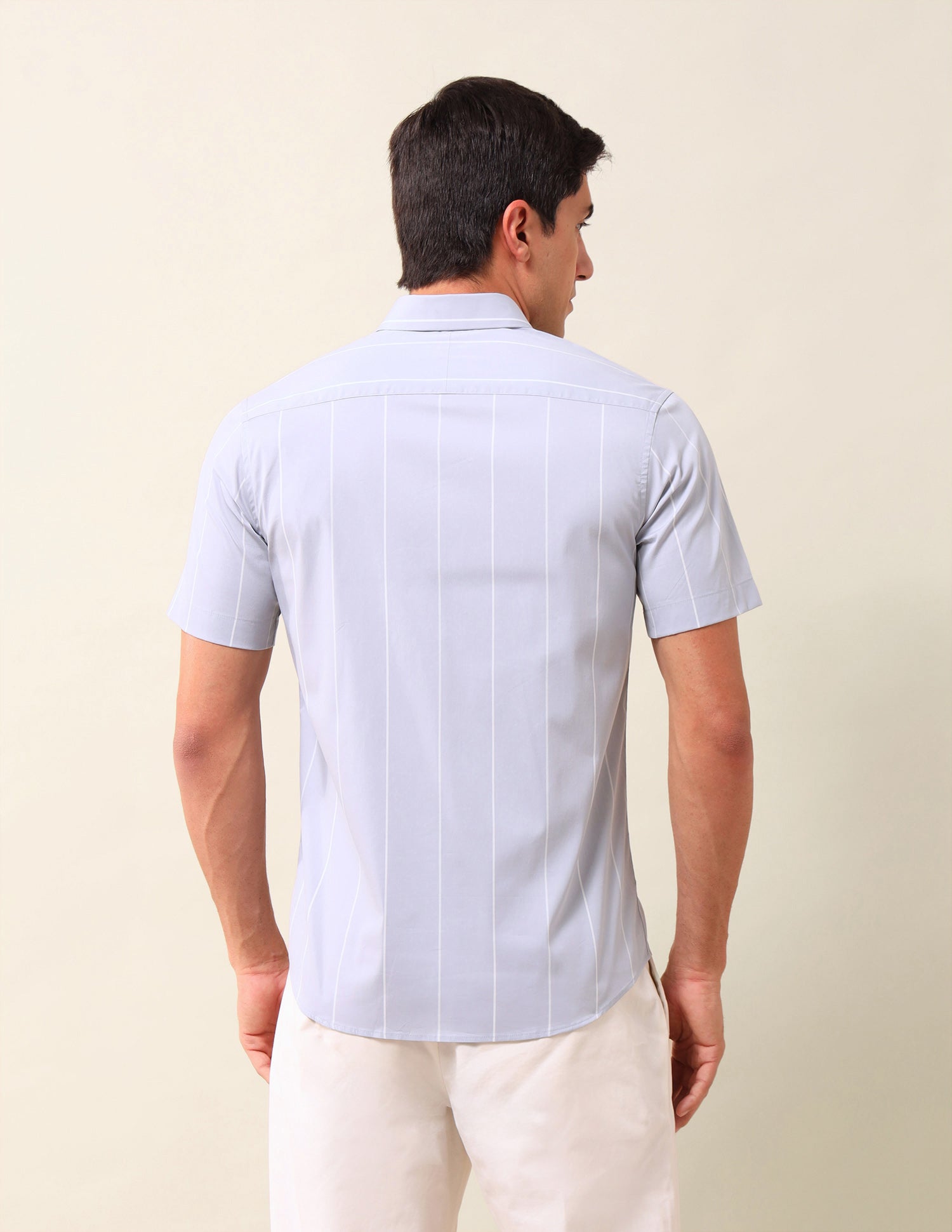 Vertical Striped Tailored Fit Shirt Light Grey - U.S. Polo Assn. India | Large