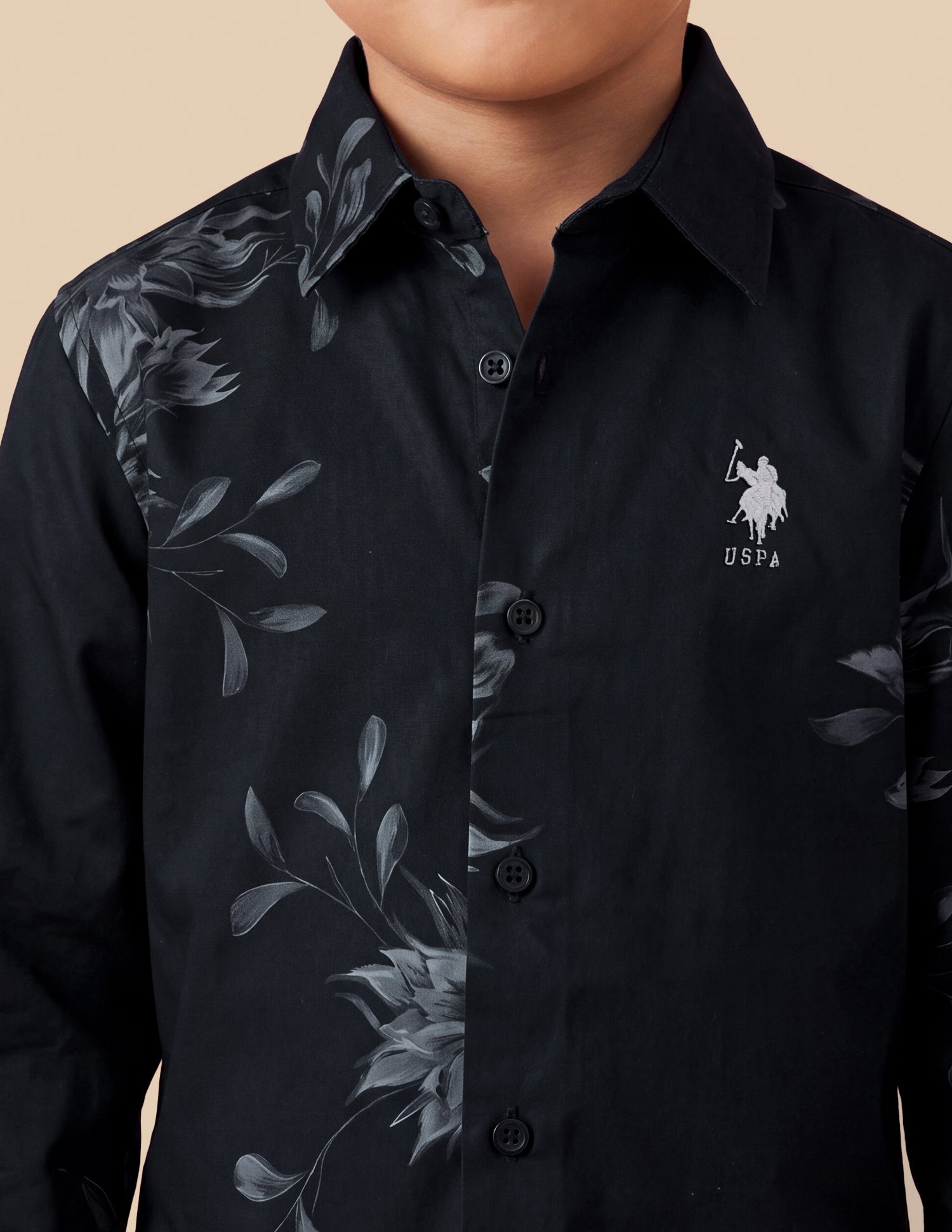 Floral Printed Satin Shirt Black - U.S. Polo Assn. India | Large
