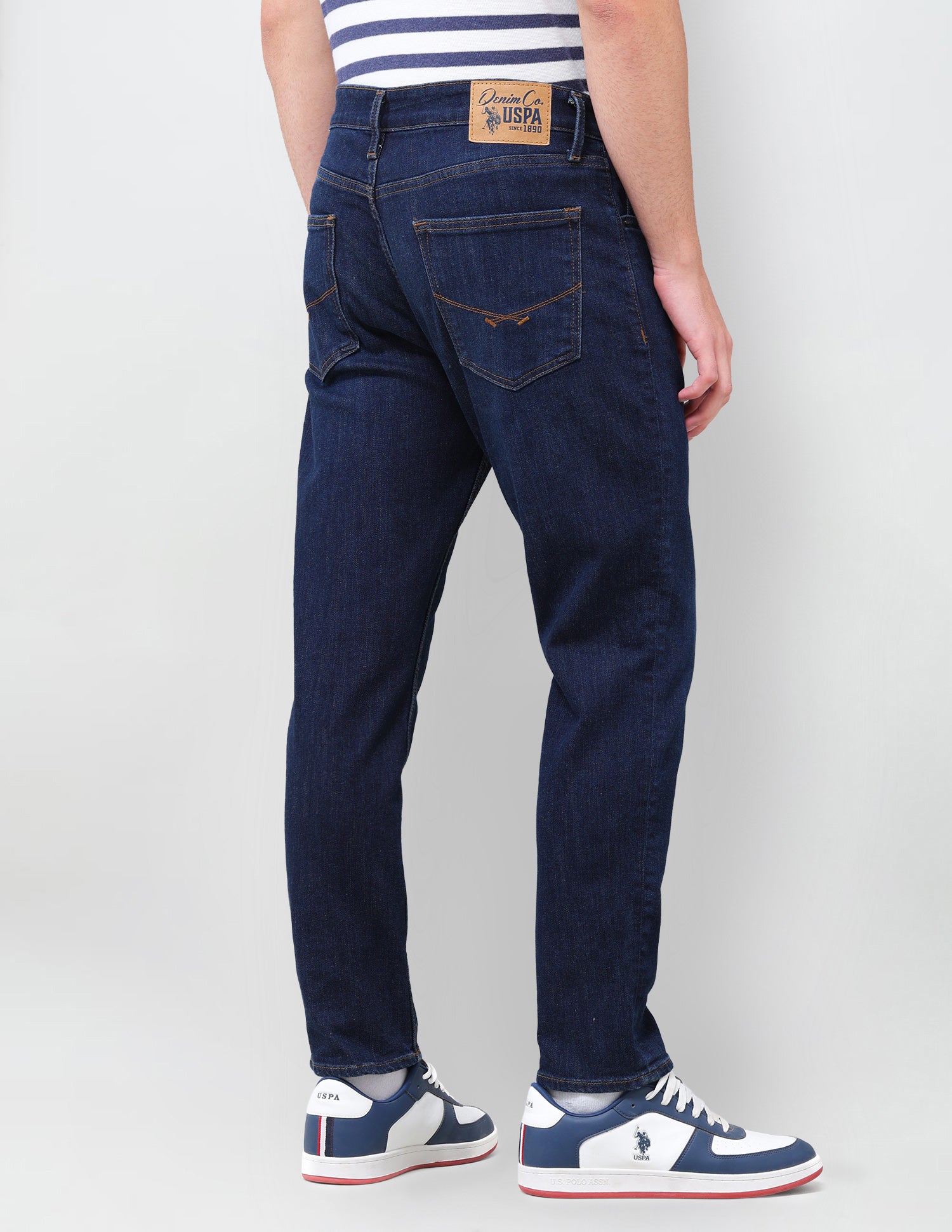 Cole Comfort Cropped Fit Blue Jeans Mid Blue - U.S. Polo Assn. India | Large