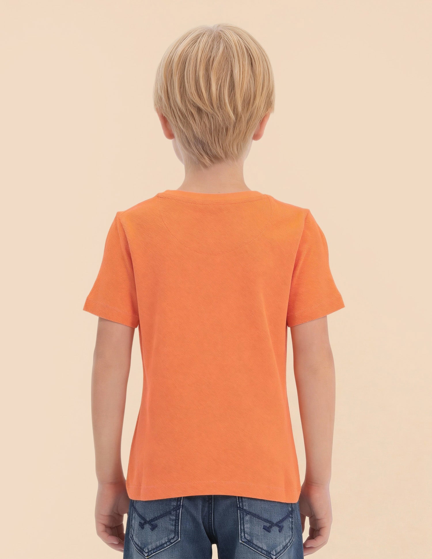 Boys Solid Regular Fit T-Shirt Orange - U.S. Polo Assn. India | Large