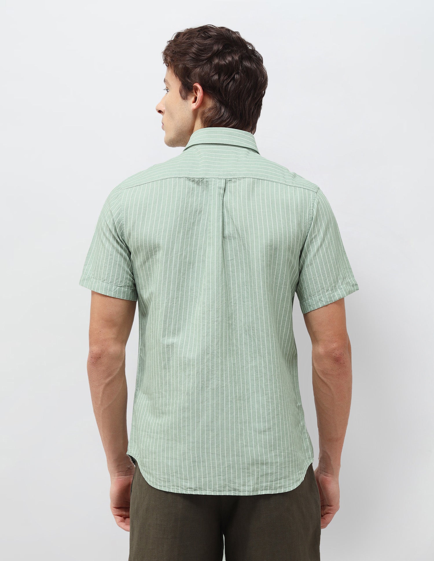 Vertical Striped Regular Fit Shirt Sage - U.S. Polo Assn. India | Large