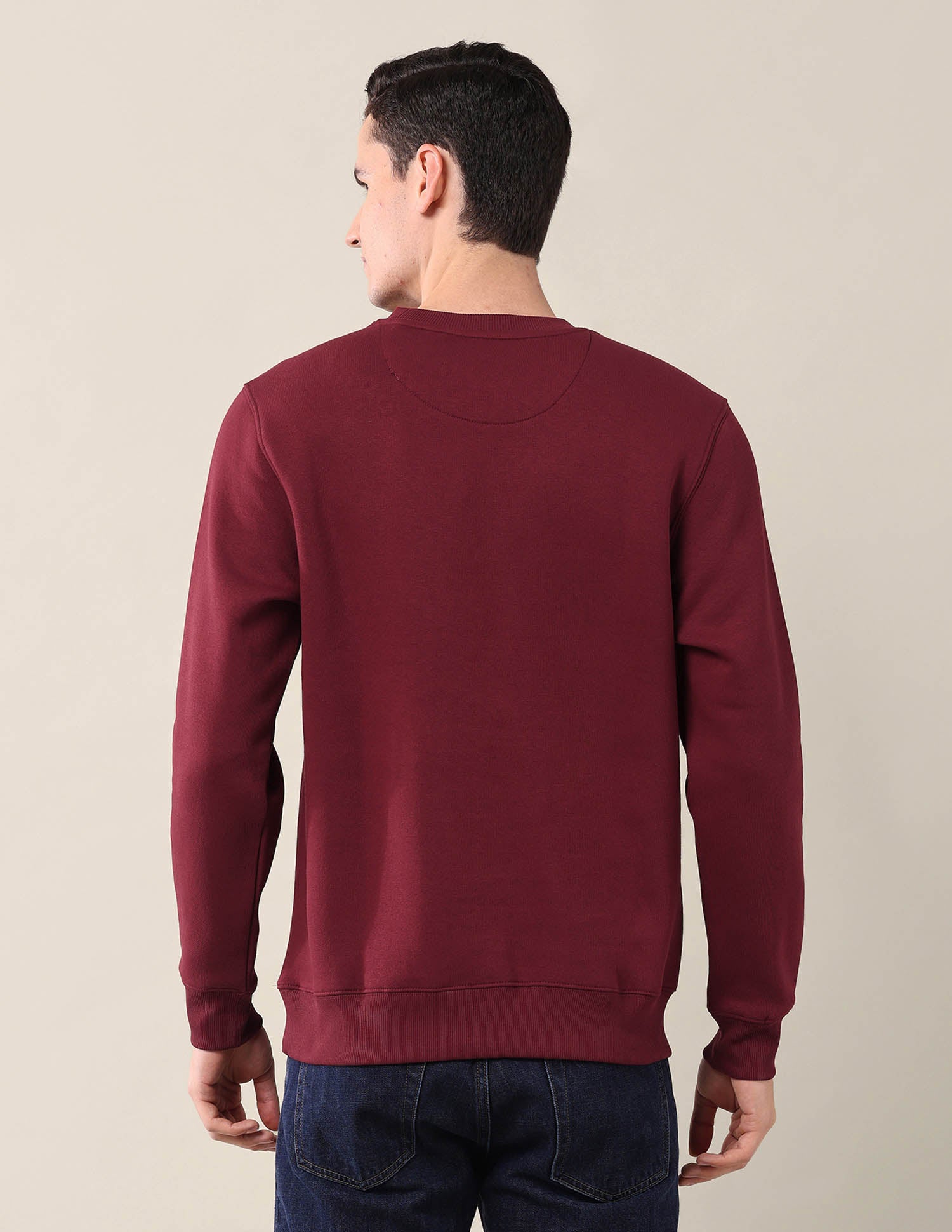 Brand Printed Crew Neck Sweatshirt Maroon - U.S. POLO ASSN. | Large