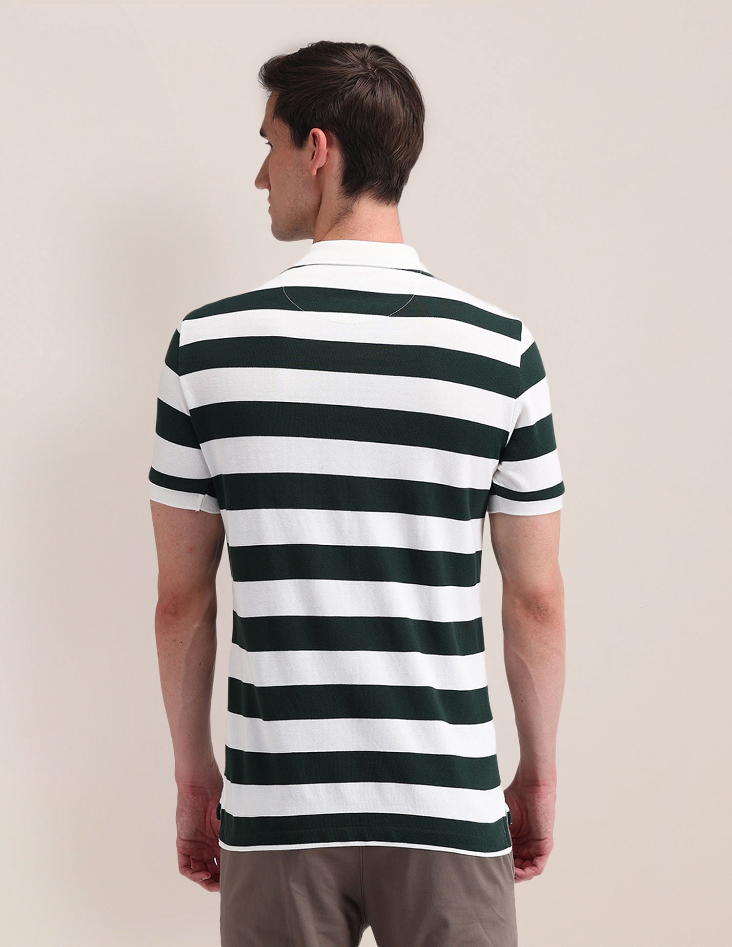 Slim Fit Horizontal Striped Polo Shirt Dark-Green - U.S. Polo Assn. India | Large