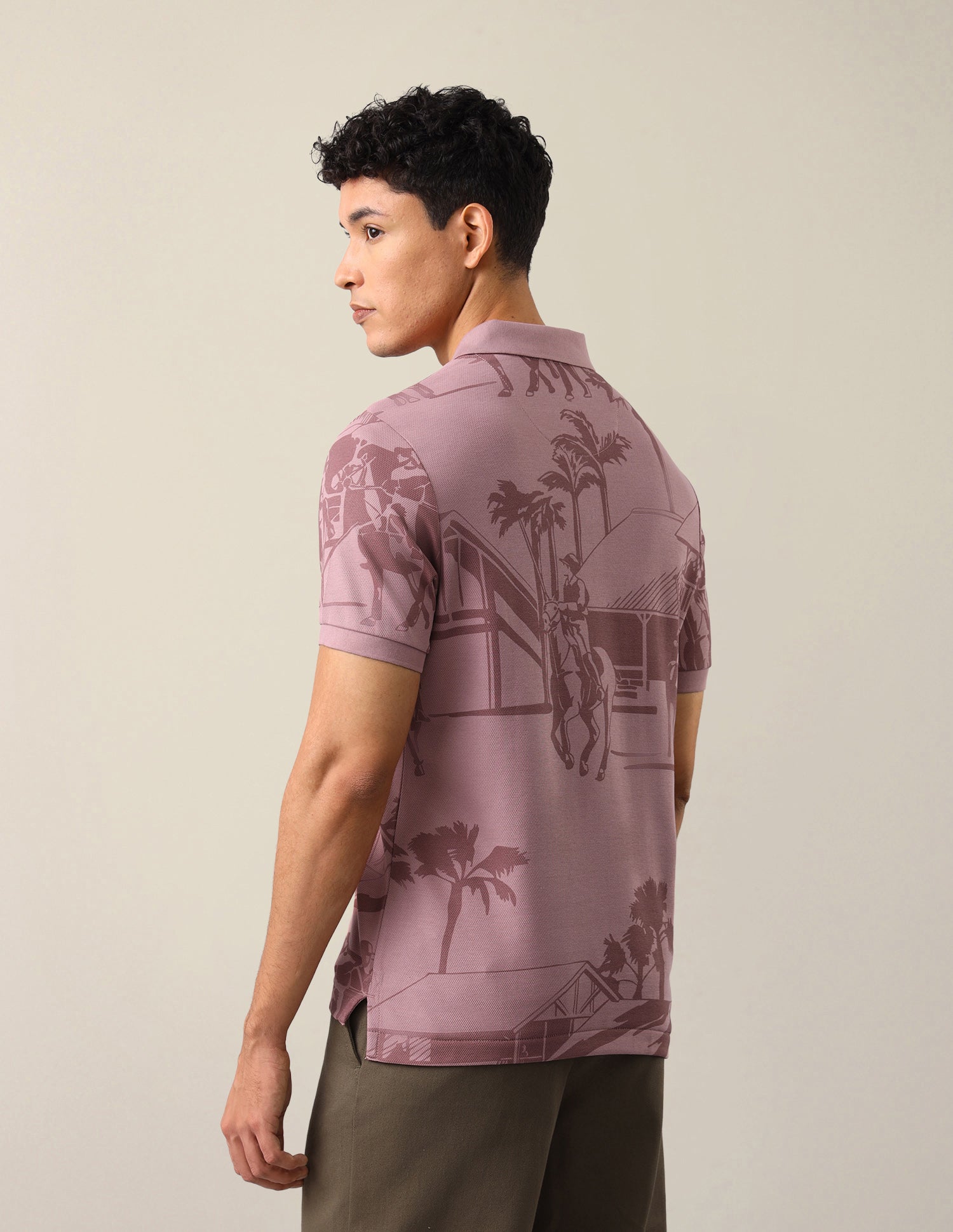 Graphic Brand Printed Slim Fit Polo Shirt Peach - U.S. Polo Assn. India | Large