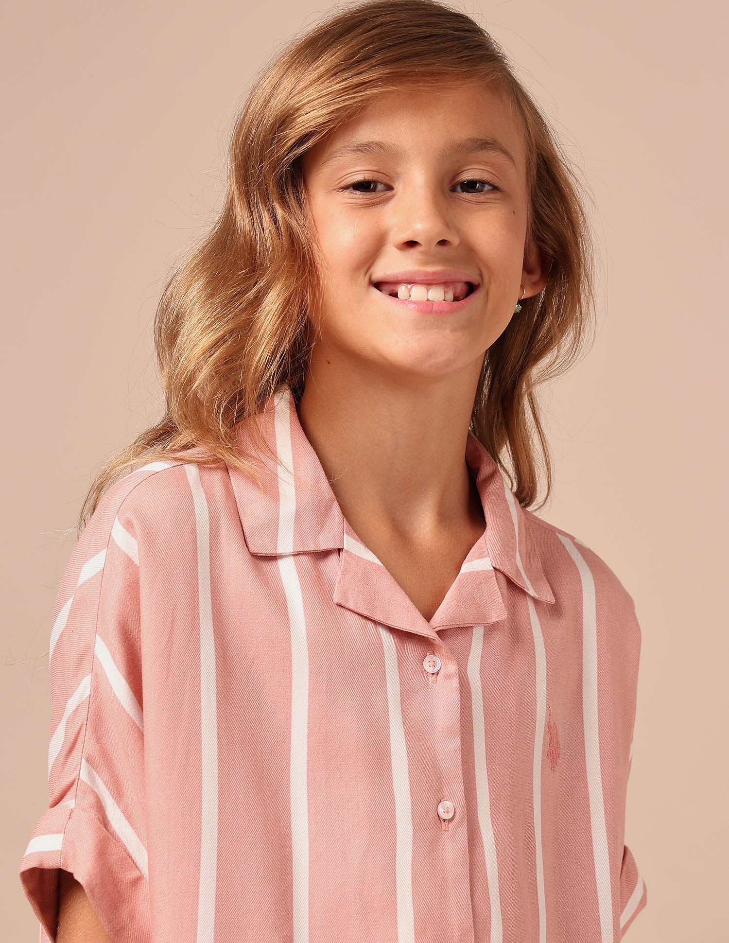 Girls Vertical Striped Co-Ords Pink - U.S. POLO ASSN. | Large